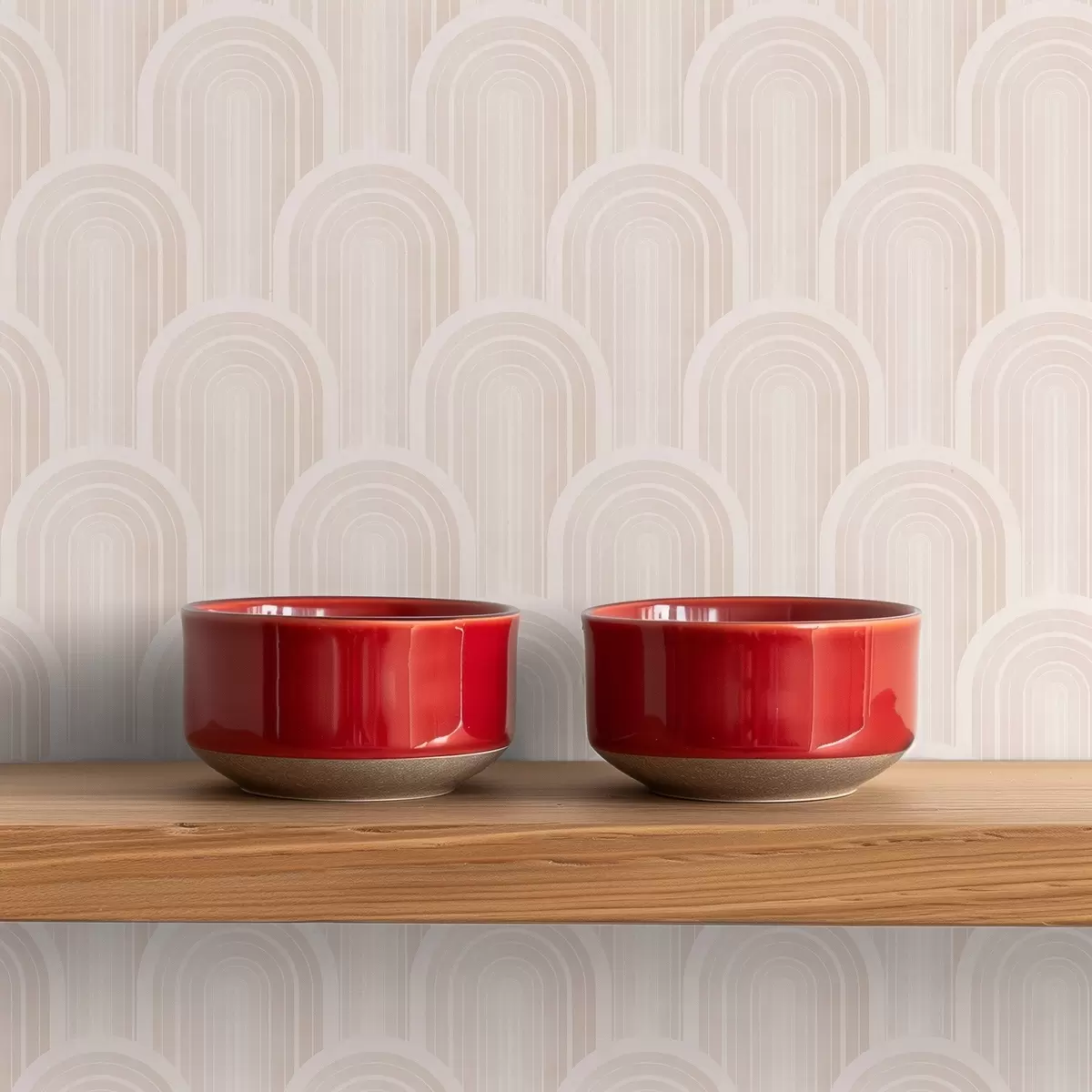 Carta da parati Moduli ad arco piccoli in calde tonalità crema-beige a00924