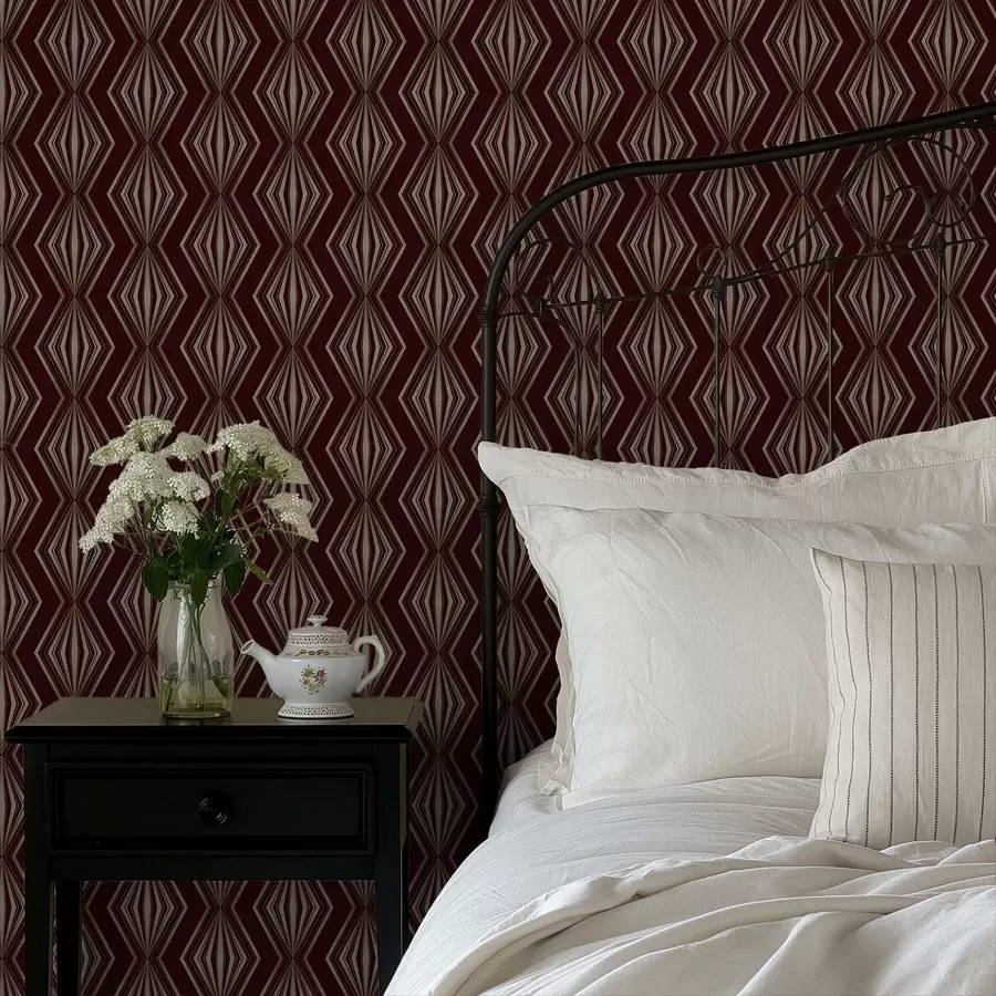 carta da parati Motivo geometrico a rombi su sfondo color vino nr. a00925v1