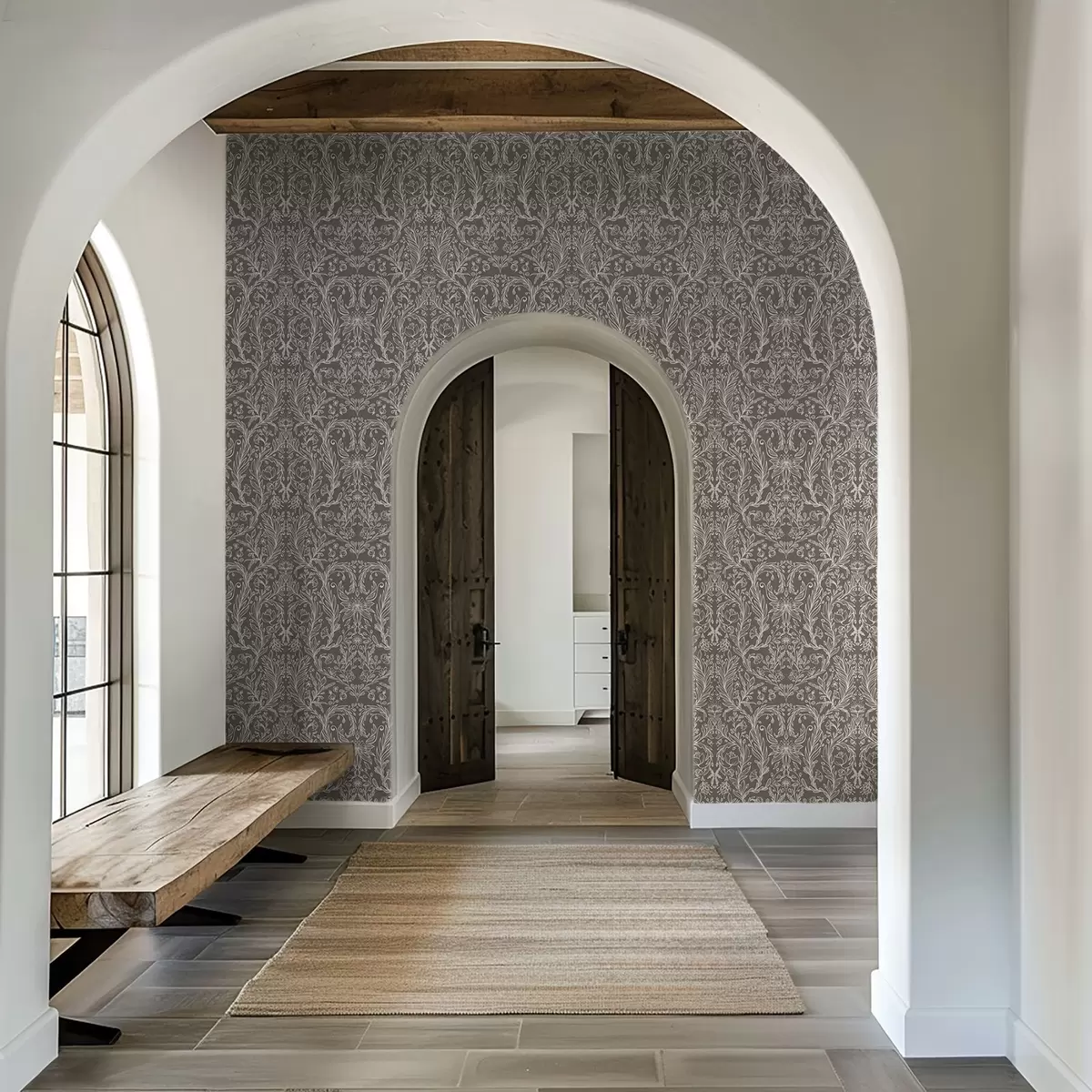 Carta da parati Motivo botanico monocromatico su sfondo marrone caldo a00929v2