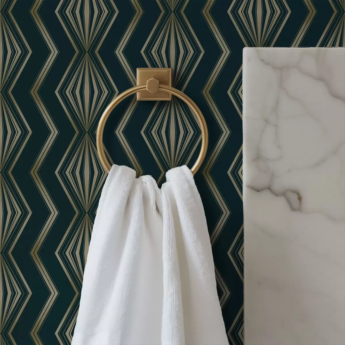 Carta da parati Motivo geometrico a rombi color verde acqua scuro a00973v1