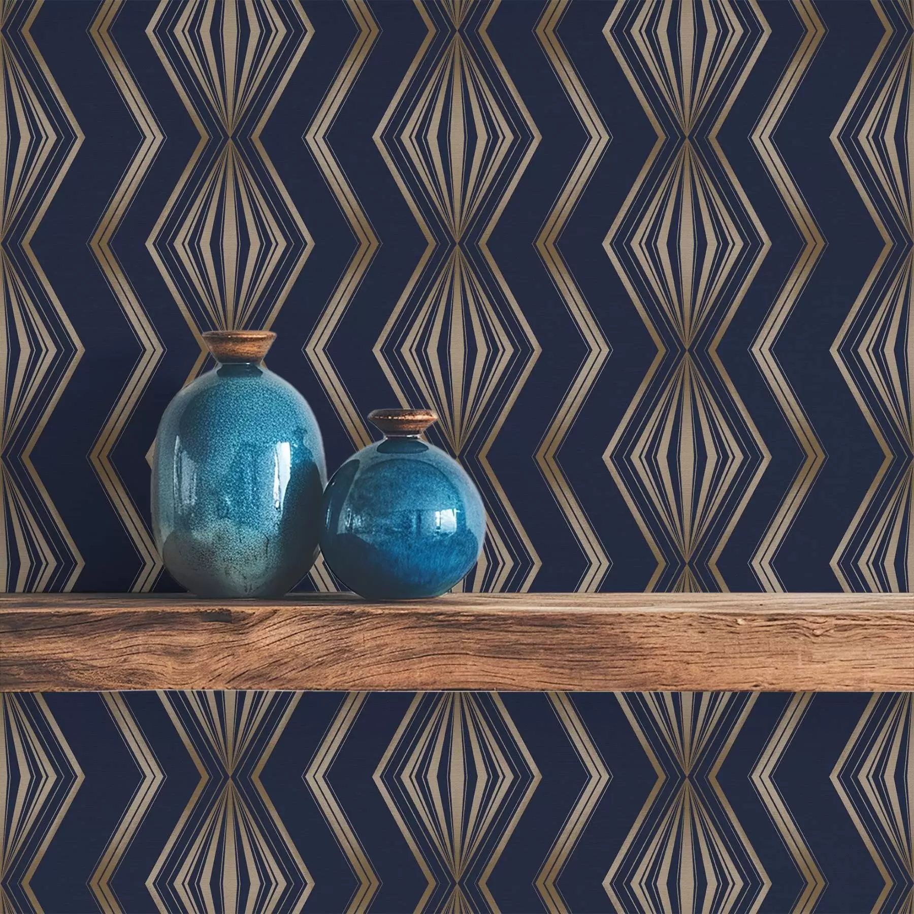carta da parati Motivo geometrico a rombi blu scuro nr. a00973