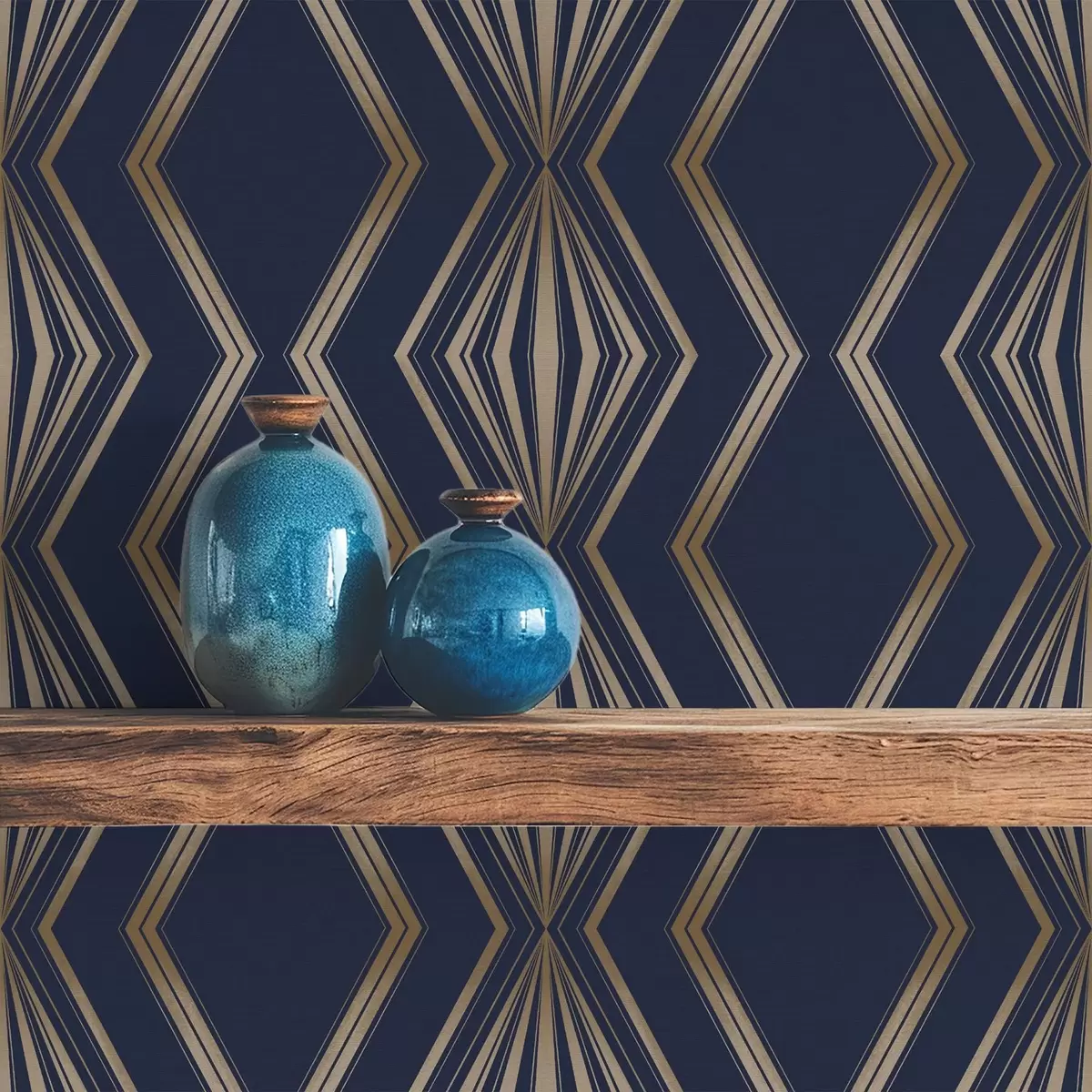 Carta da parati Sfondo blu scuro con rombi geometrici e zigzag a00974v2