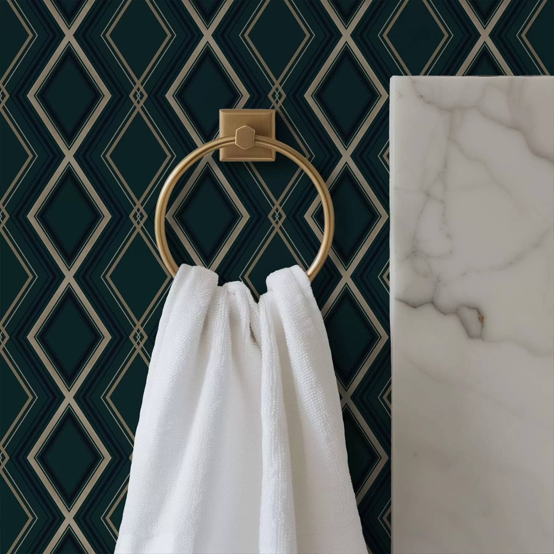 carta da parati Sfondo verde acqua scuro con una griglia di rombi ripetuti nr. a00975v1