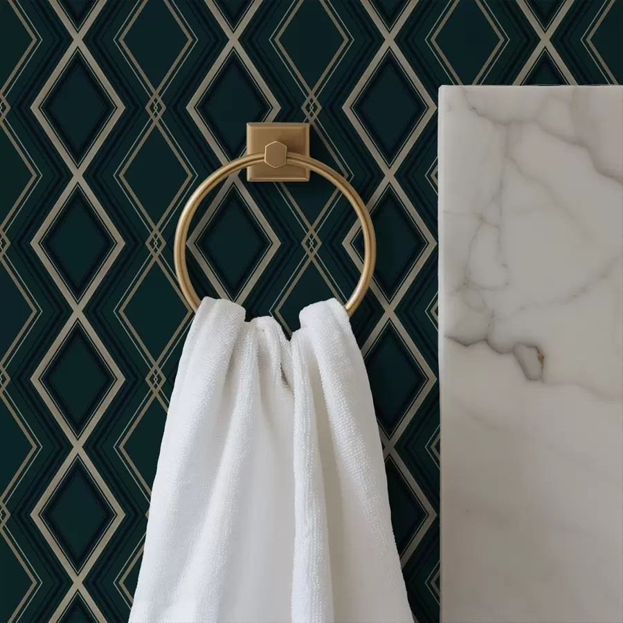 carta da parati Sfondo verde acqua scuro con una griglia di rombi ripetuti nr. a00975v1