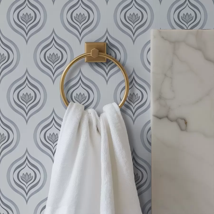 carta da parati Motivo a goccia con un fiore nei toni del grigio-blu nr. a00977v3