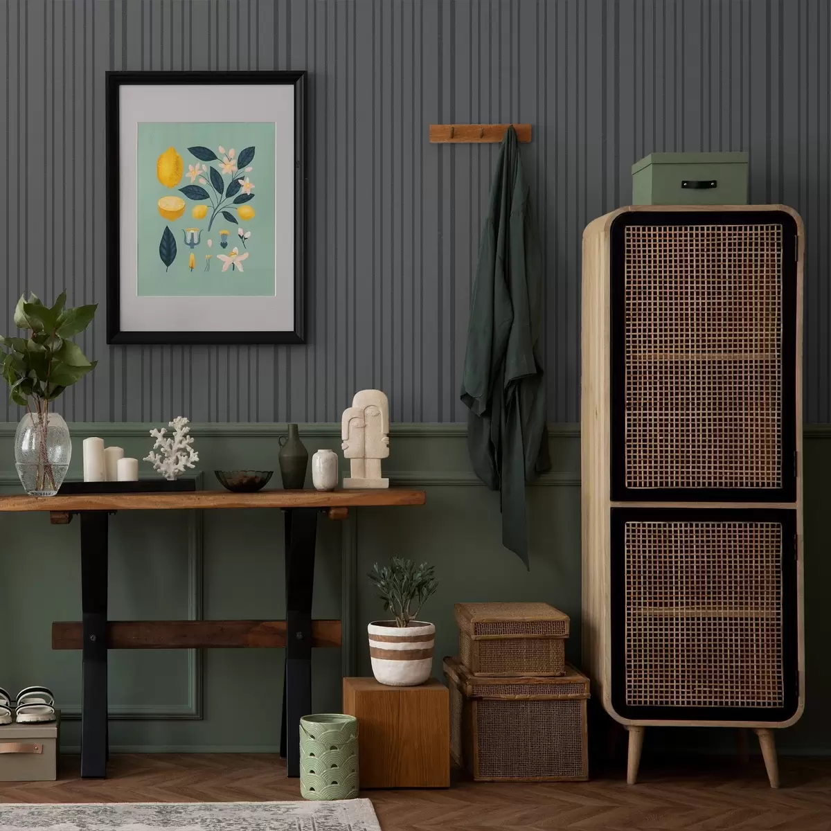 Carta da parati Sfondo grigio scuro con strisce verticali testurizzate a00979v1