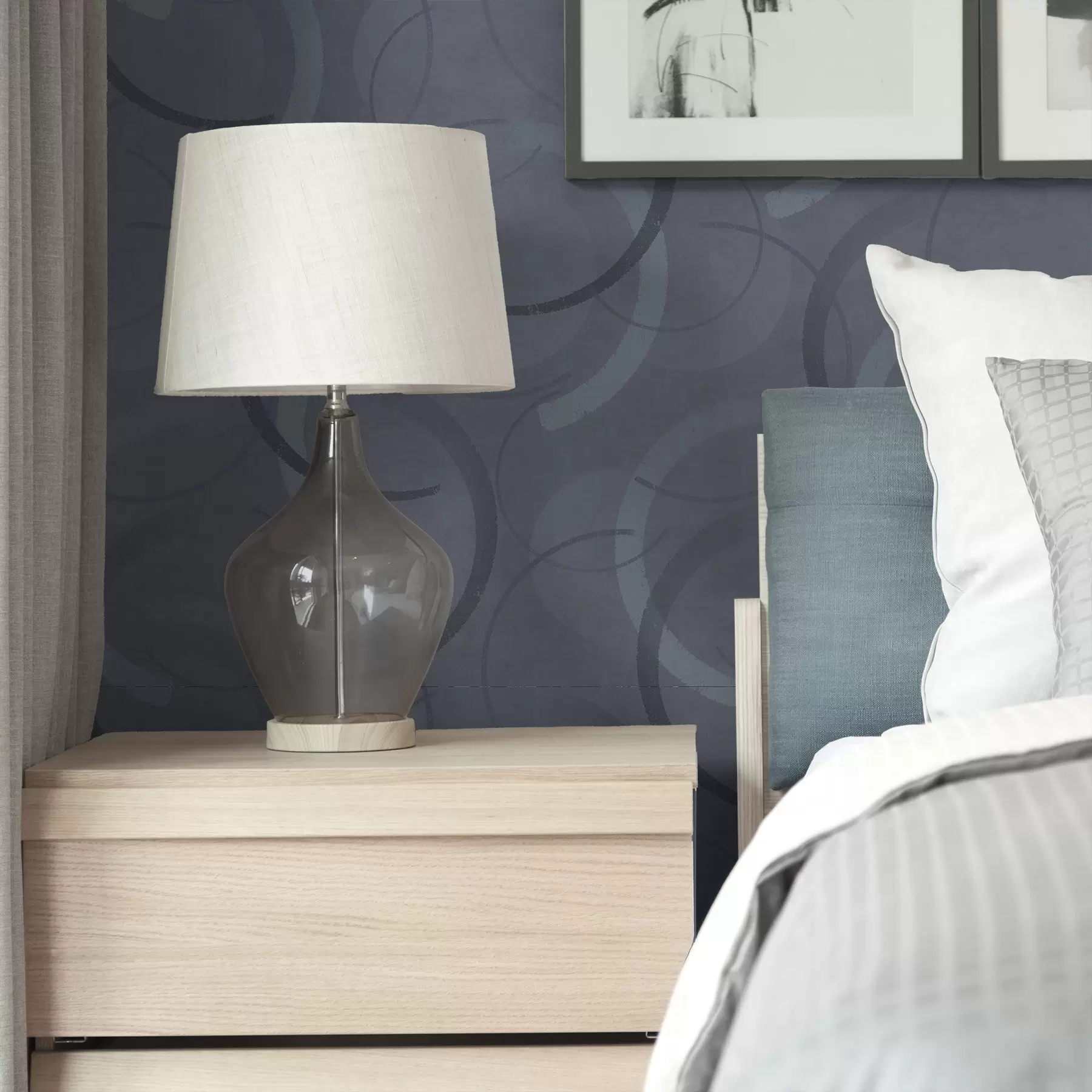 carta da parati Semicerchi e cerchi morbidi in una fresca palette di grigio-blu nr. a00980