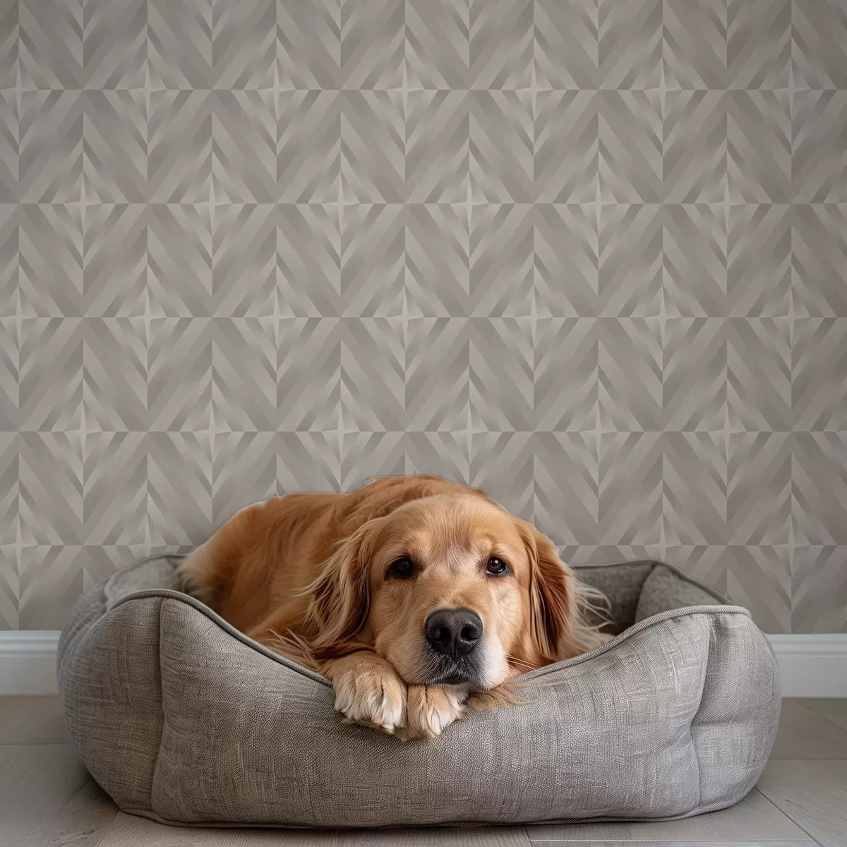 Carta da parati Quadrati geometrici con frecce nei toni caldi del beige a00982