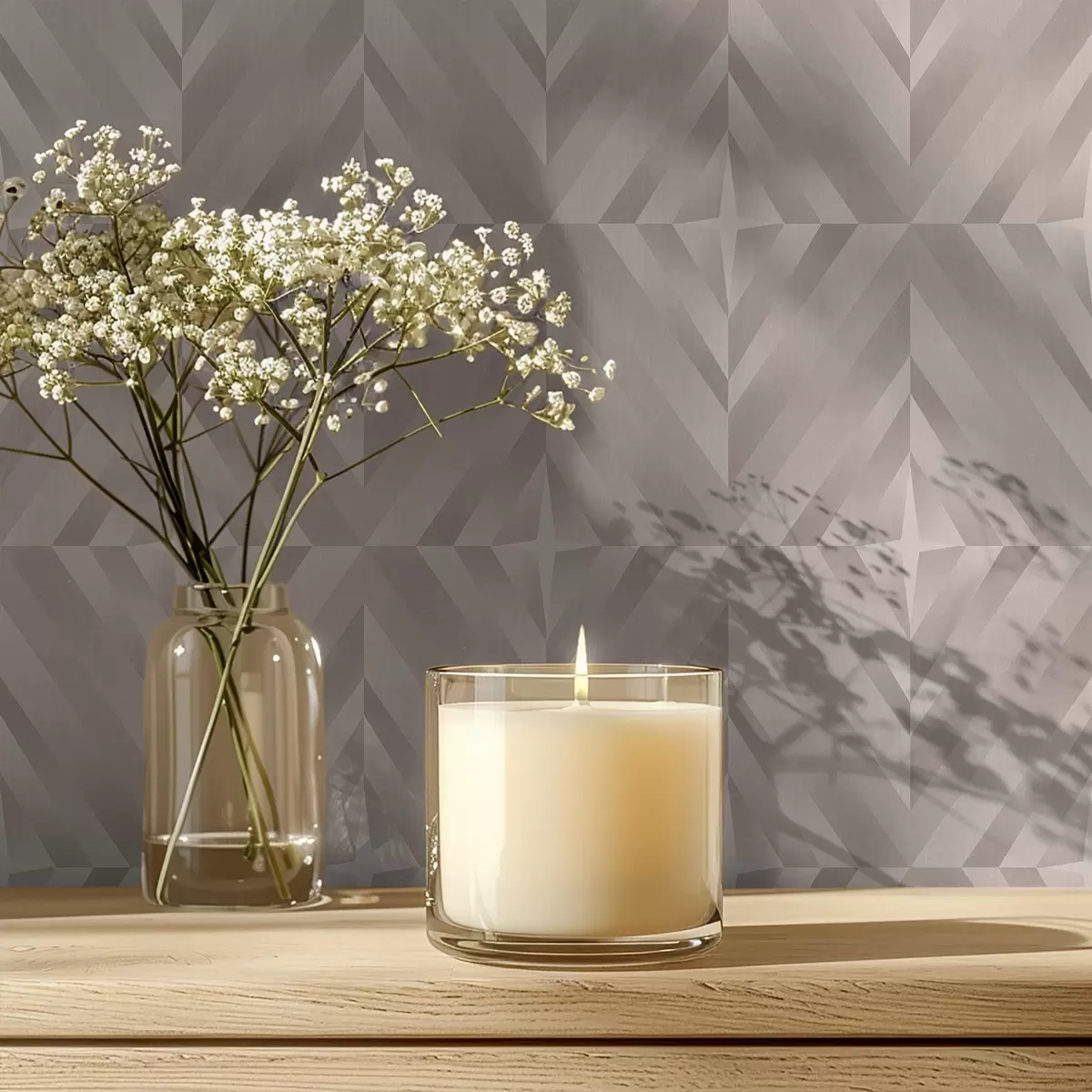 Carta da parati Quadrati geometrici con frecce nei toni caldi del beige a00982