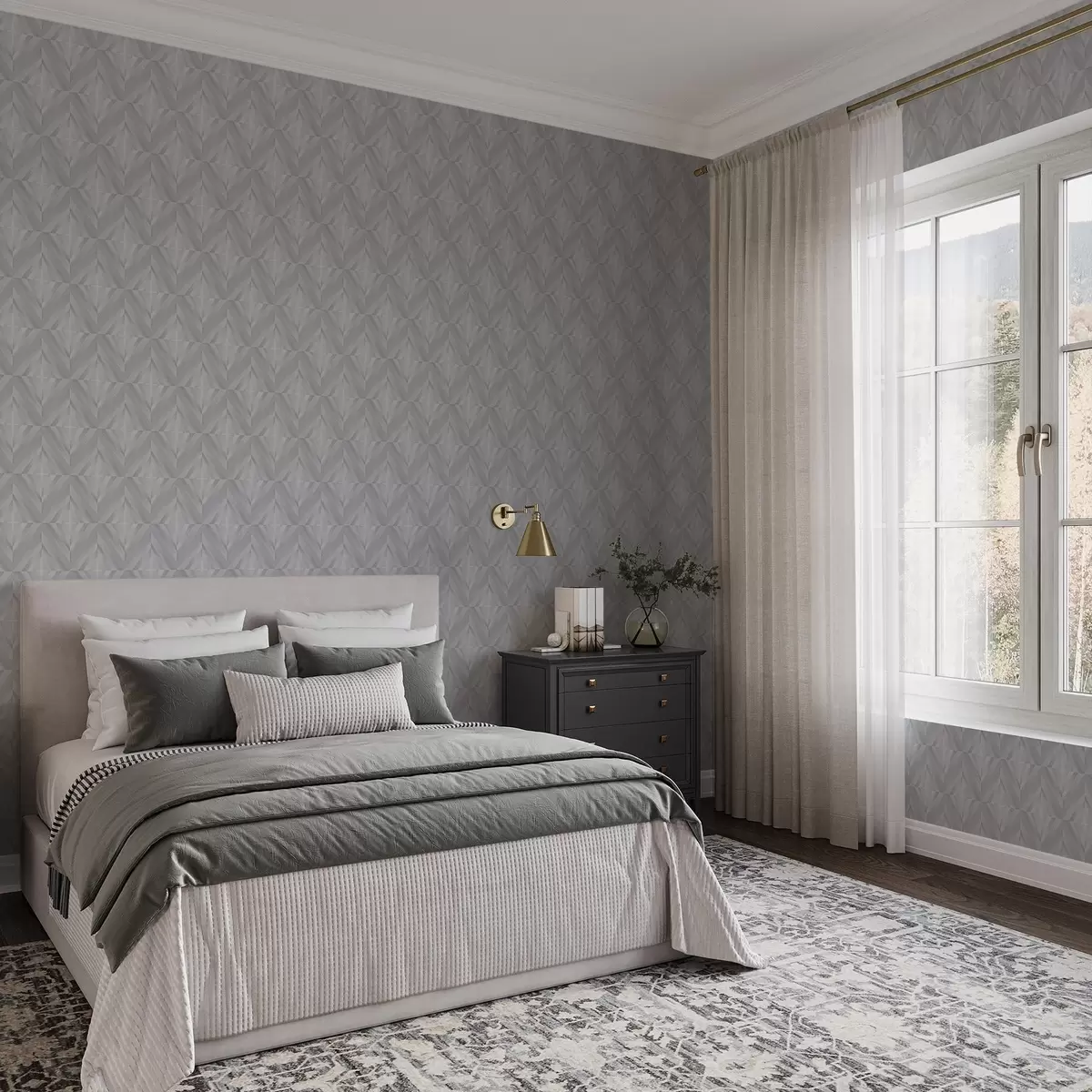 Carta da parati Geometria dei tratti angolati in una fresca palette grigio-blu a00983v2