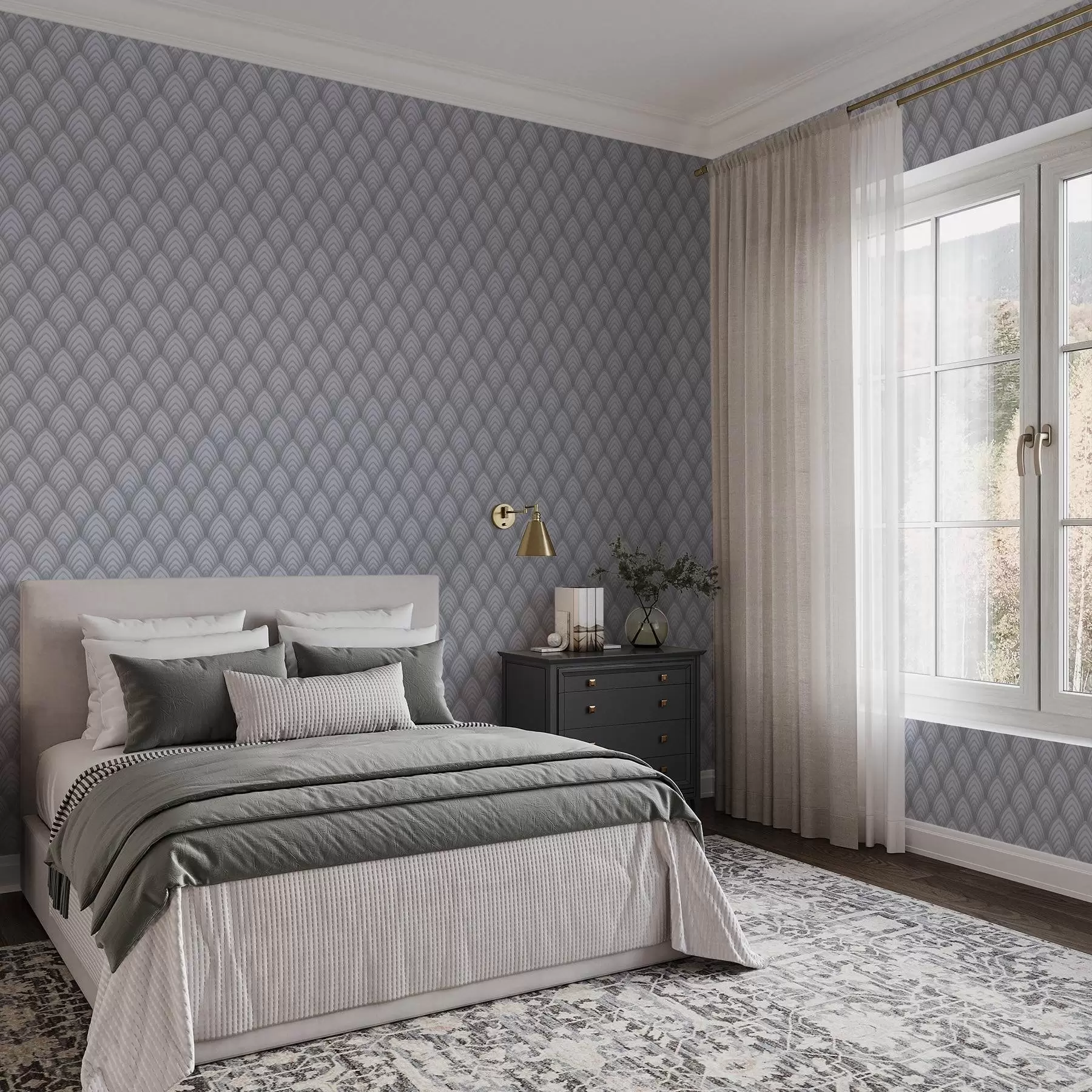 carta da parati Archi volumetrici simili a scale di grigi con una leggera sfumatura nr. a00989