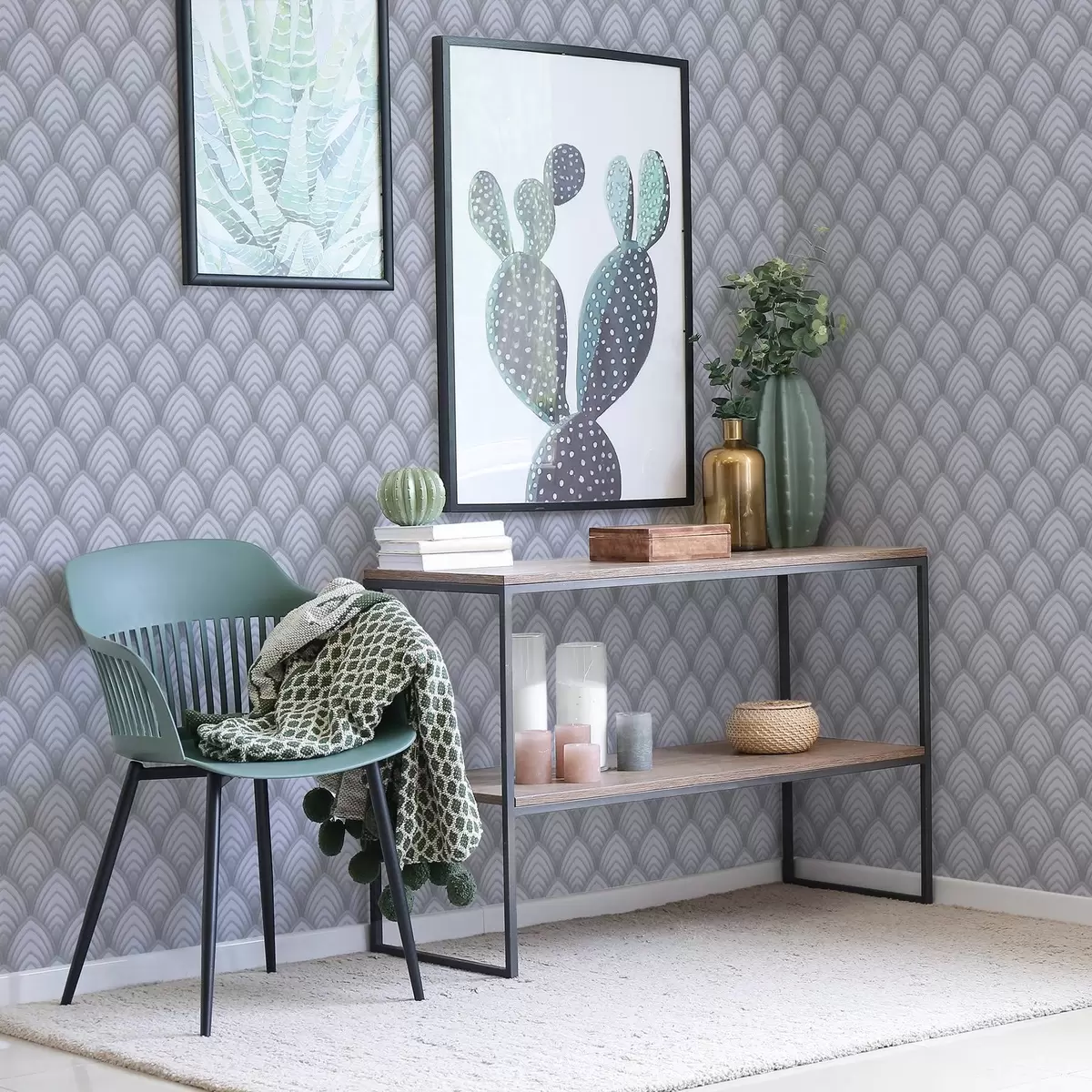 Carta da parati Archi volumetrici simili a scale di grigi con una leggera sfumatura a00989