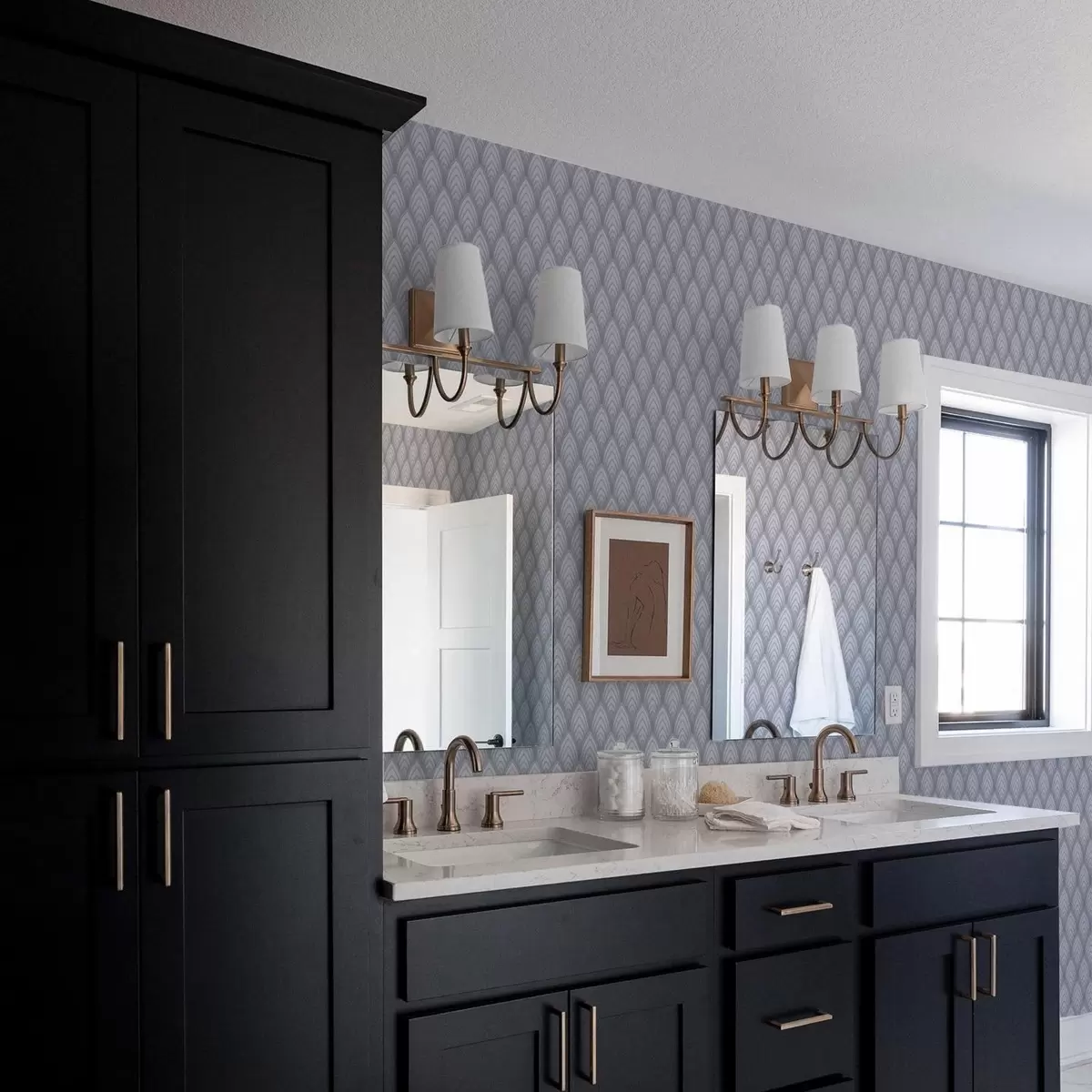 Carta da parati Archi volumetrici simili a scale di grigi con una leggera sfumatura a00989