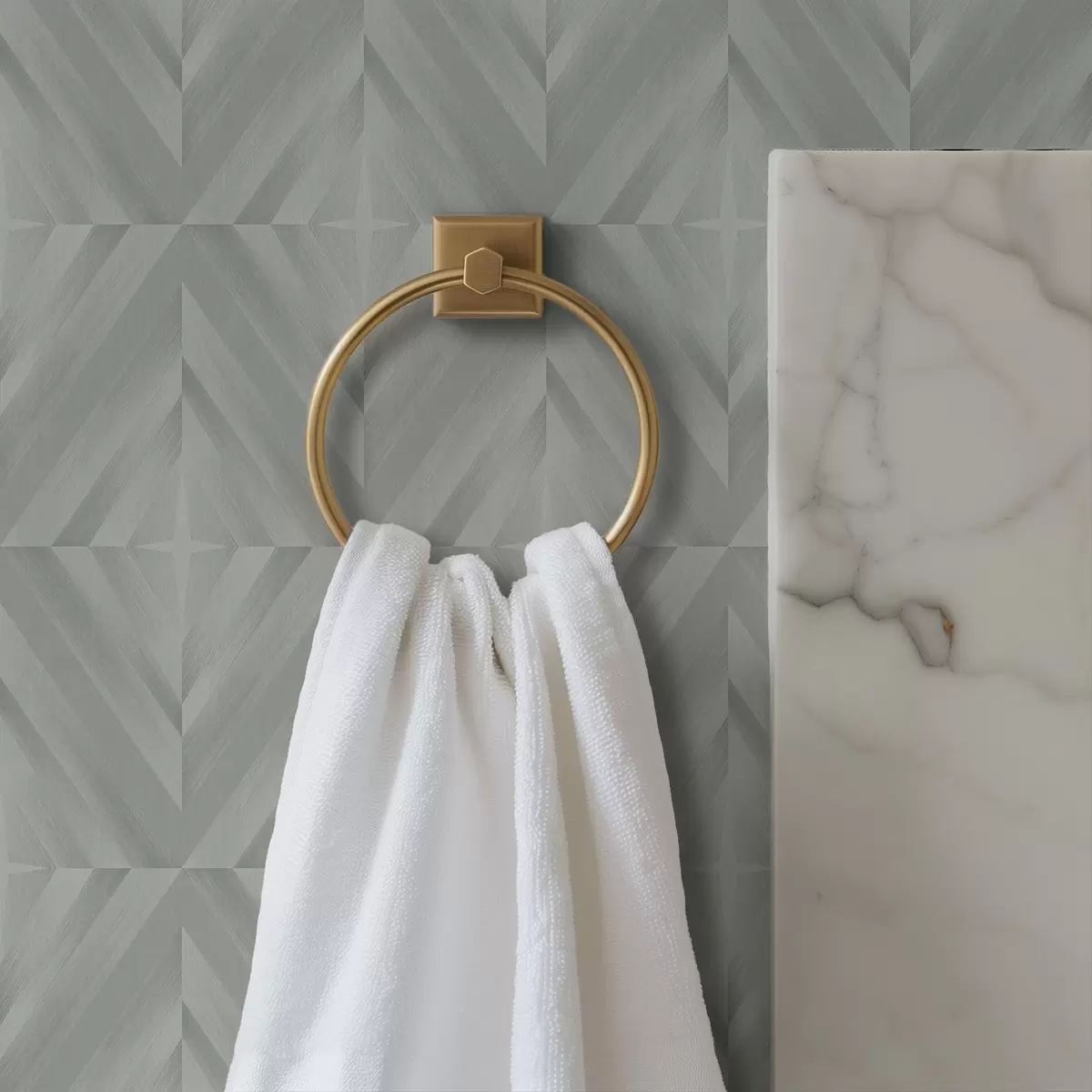 Carta da parati Tratti diagonali che formano quadrati in una palette di colori grigio menta a00983v1