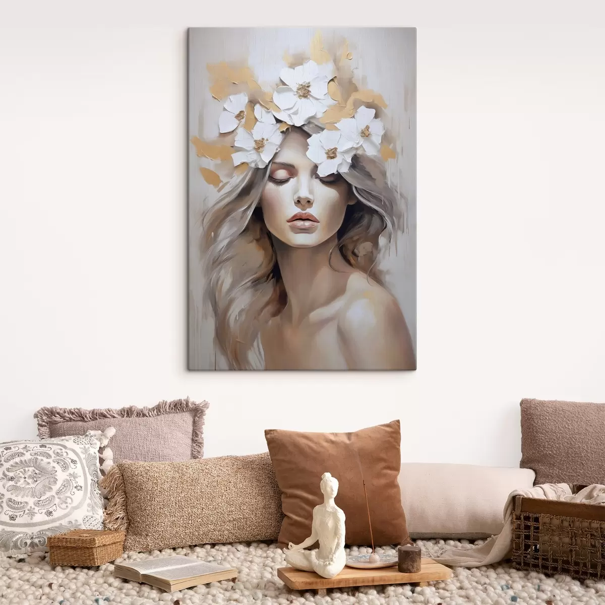 carta da parati Ritratto astratto di una ragazza con fiori nr. s46757