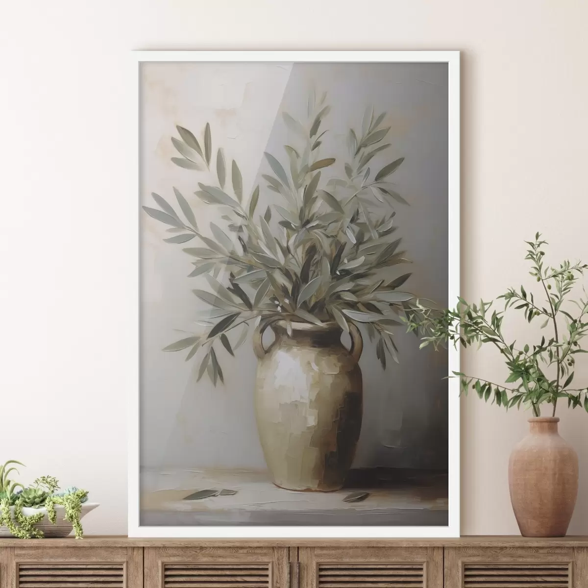 Poster Rami di ulivo in un vaso, dipinto imitazione f46758