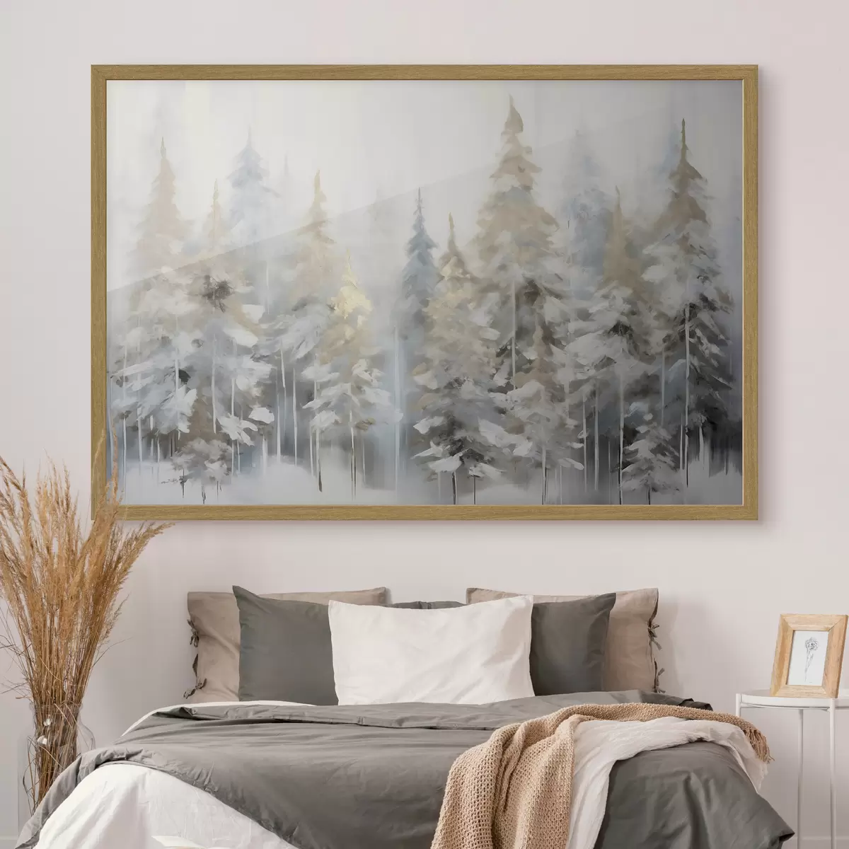 Poster Dipinto che imita una foresta invernale f46762
