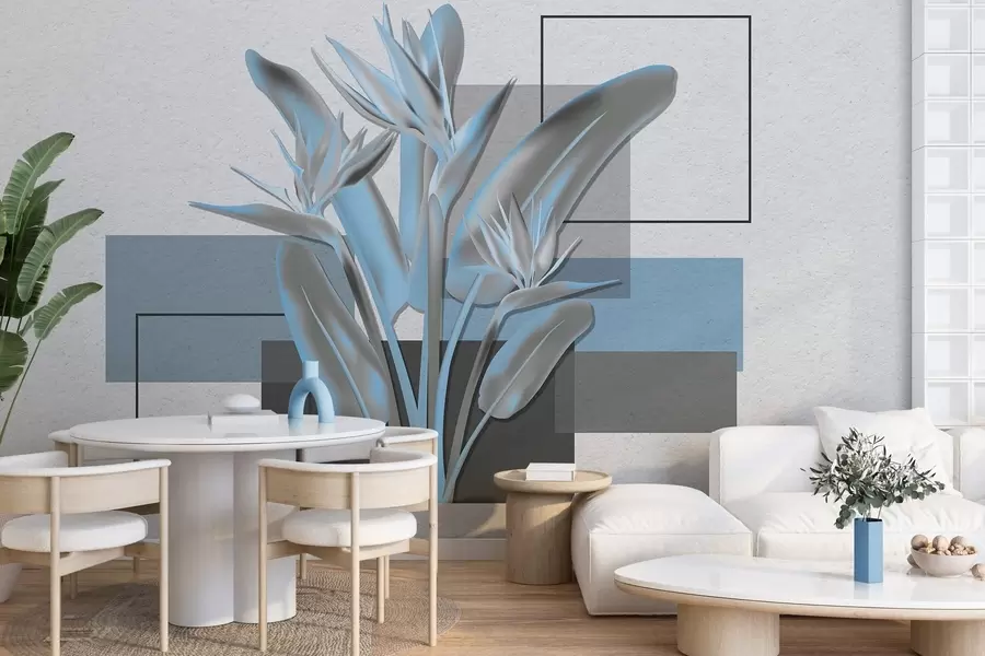 carta da parati Strelitzia e geometria nr. w04949