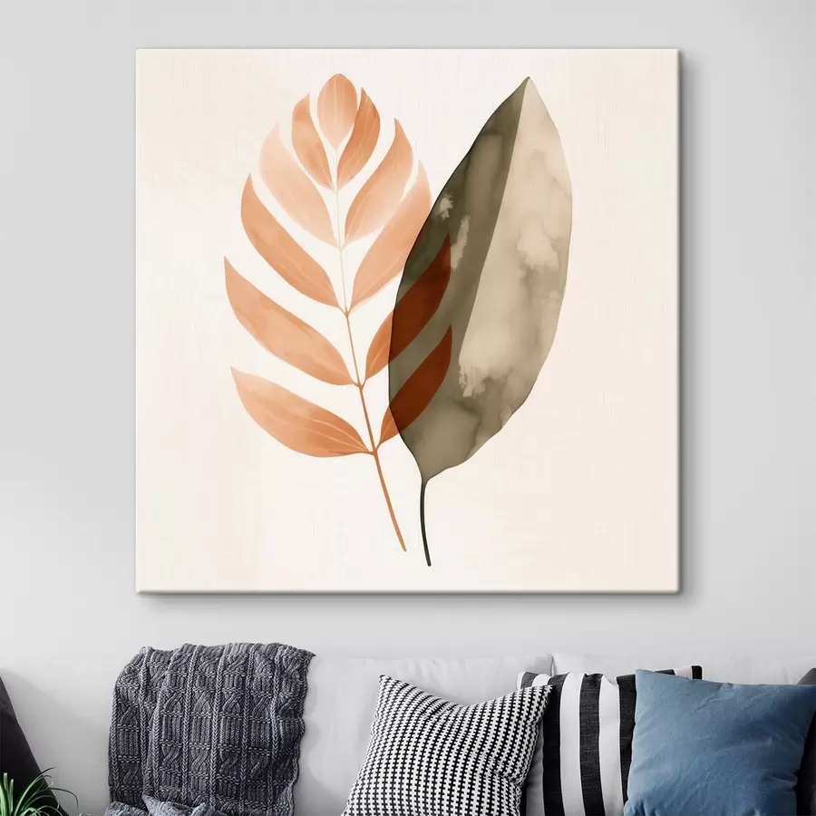 carta da parati Una coppia di sagome di foglie in stile astratto acquerellato nr. s46645