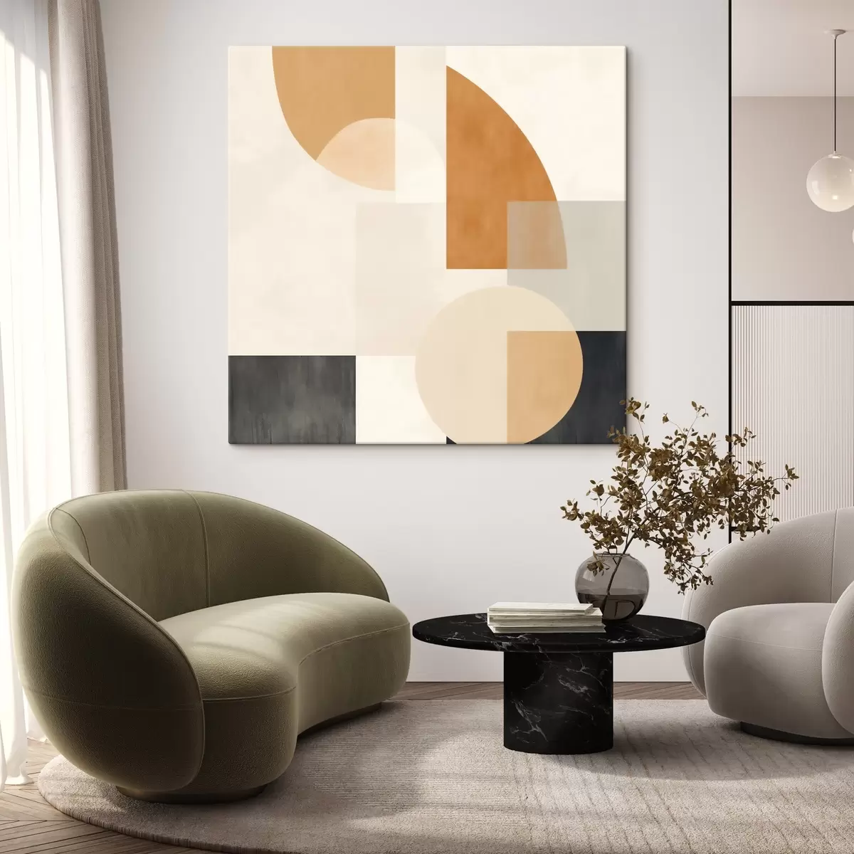 carta da parati Geometria artistica che combina forme arrotondate e lineari nr. s46665