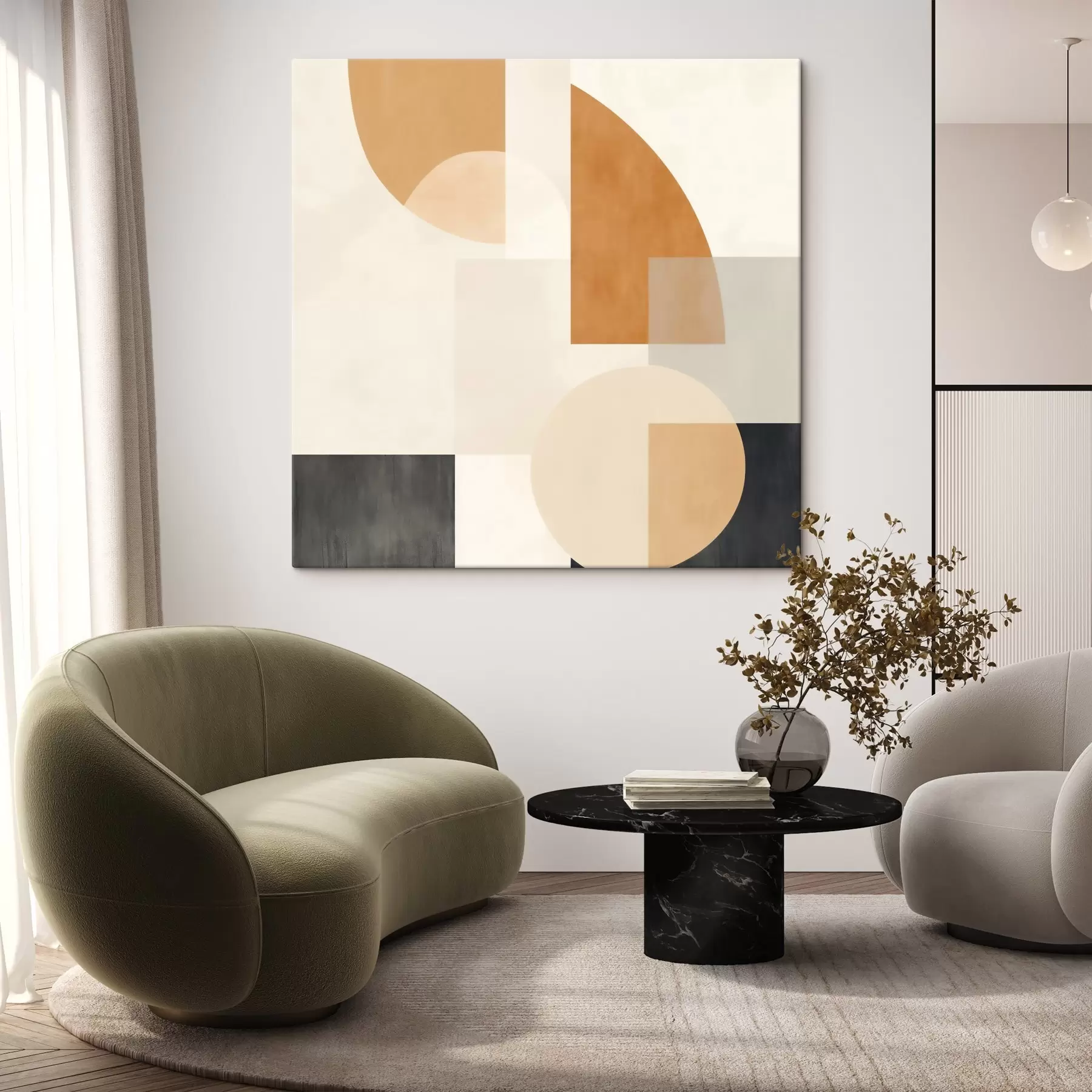 carta da parati Geometria artistica che combina forme arrotondate e lineari nr. s46665