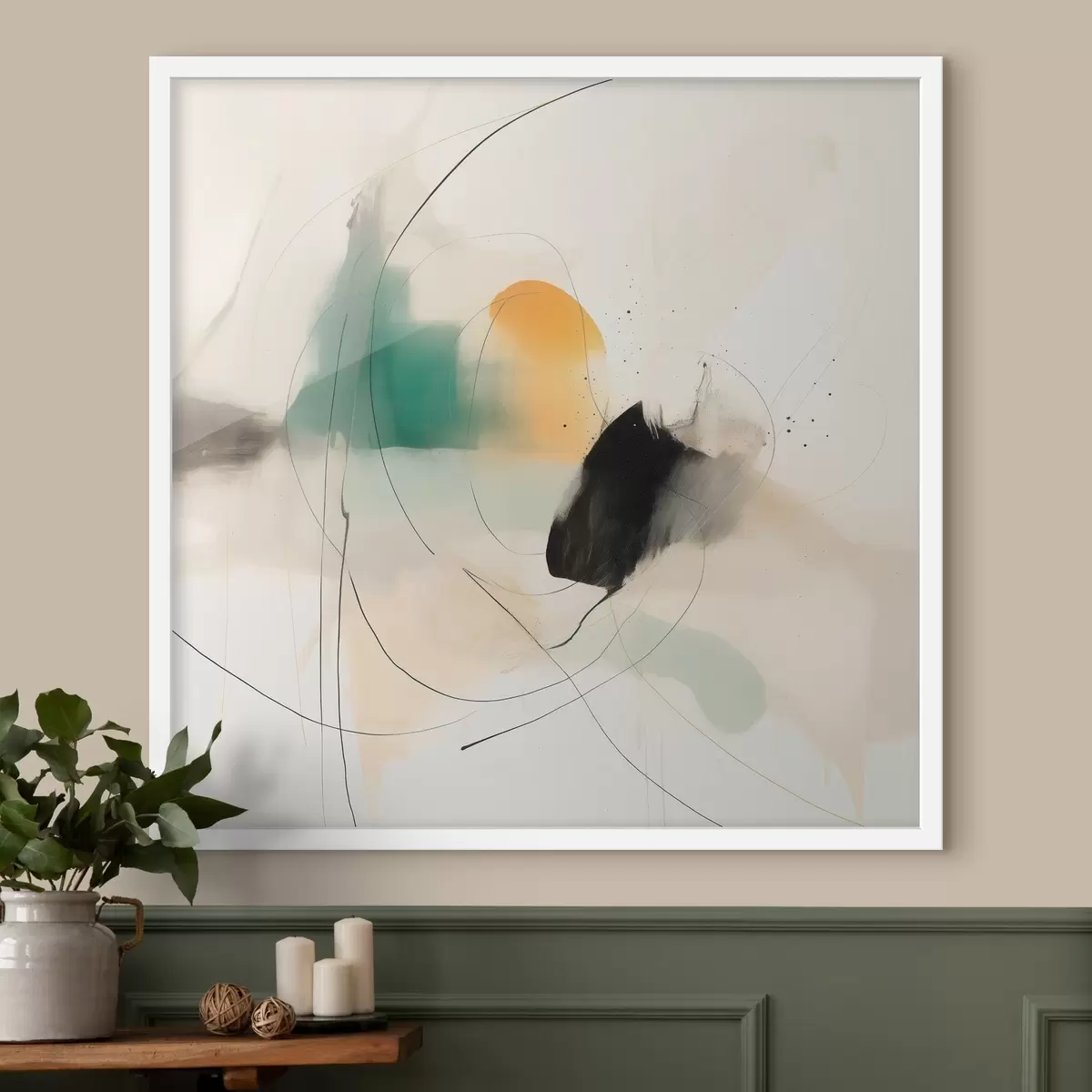 Poster Colori tenui e dinamismo delle linee in uno stile astratto e arioso f46641