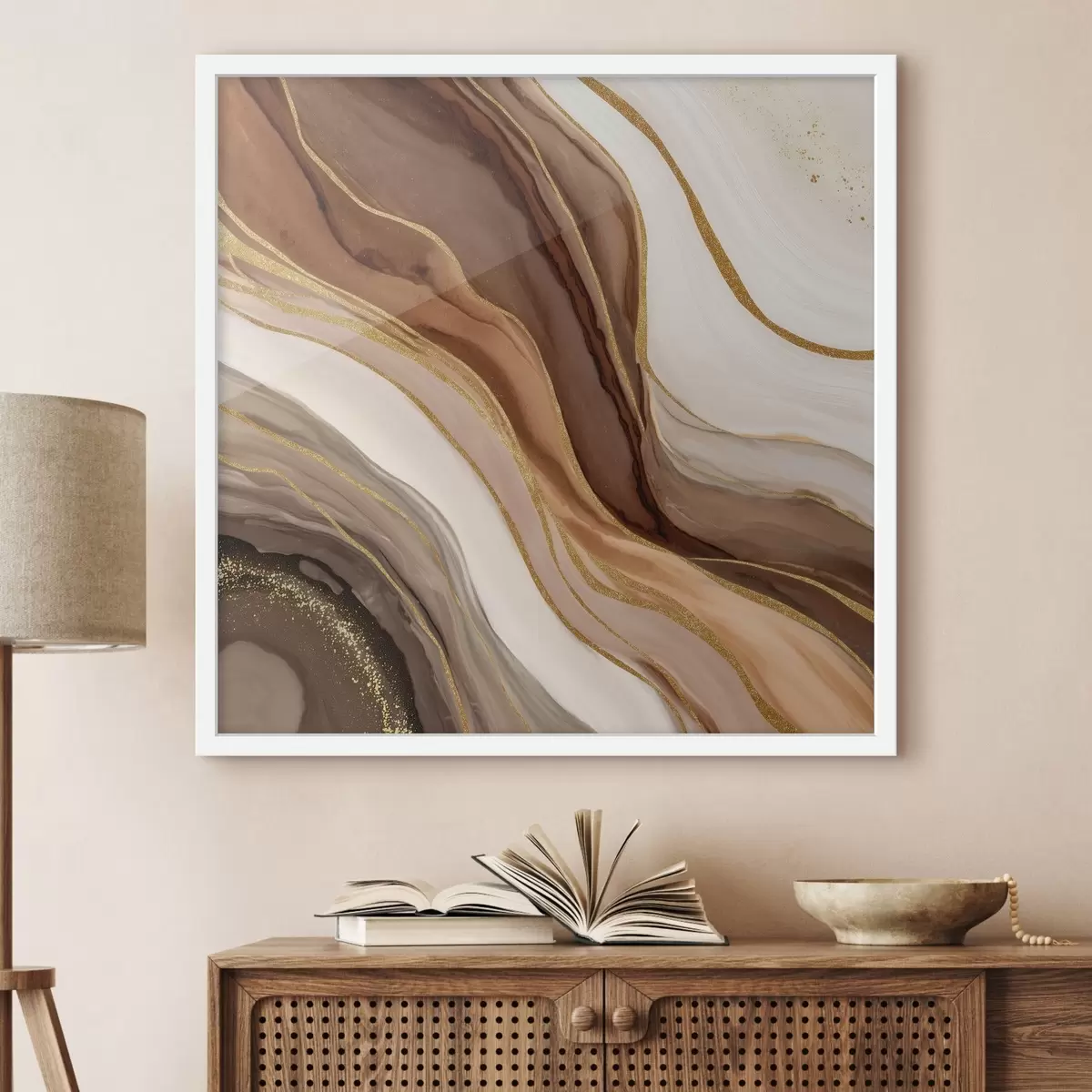 Poster Composizione in pietra nei toni del legno f46642