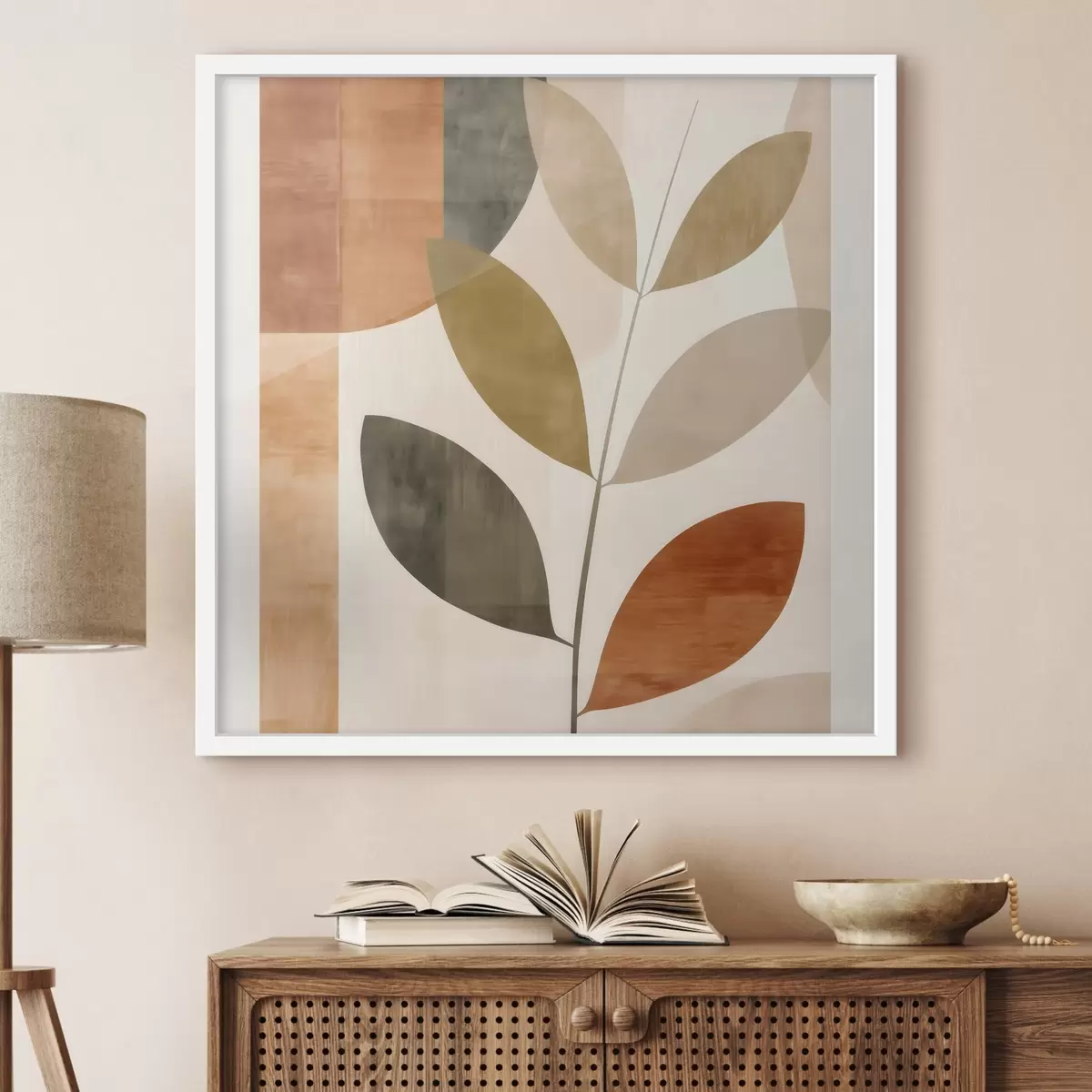 Poster Composizione di foglie calde in uno stile minimalista e lirico f46646