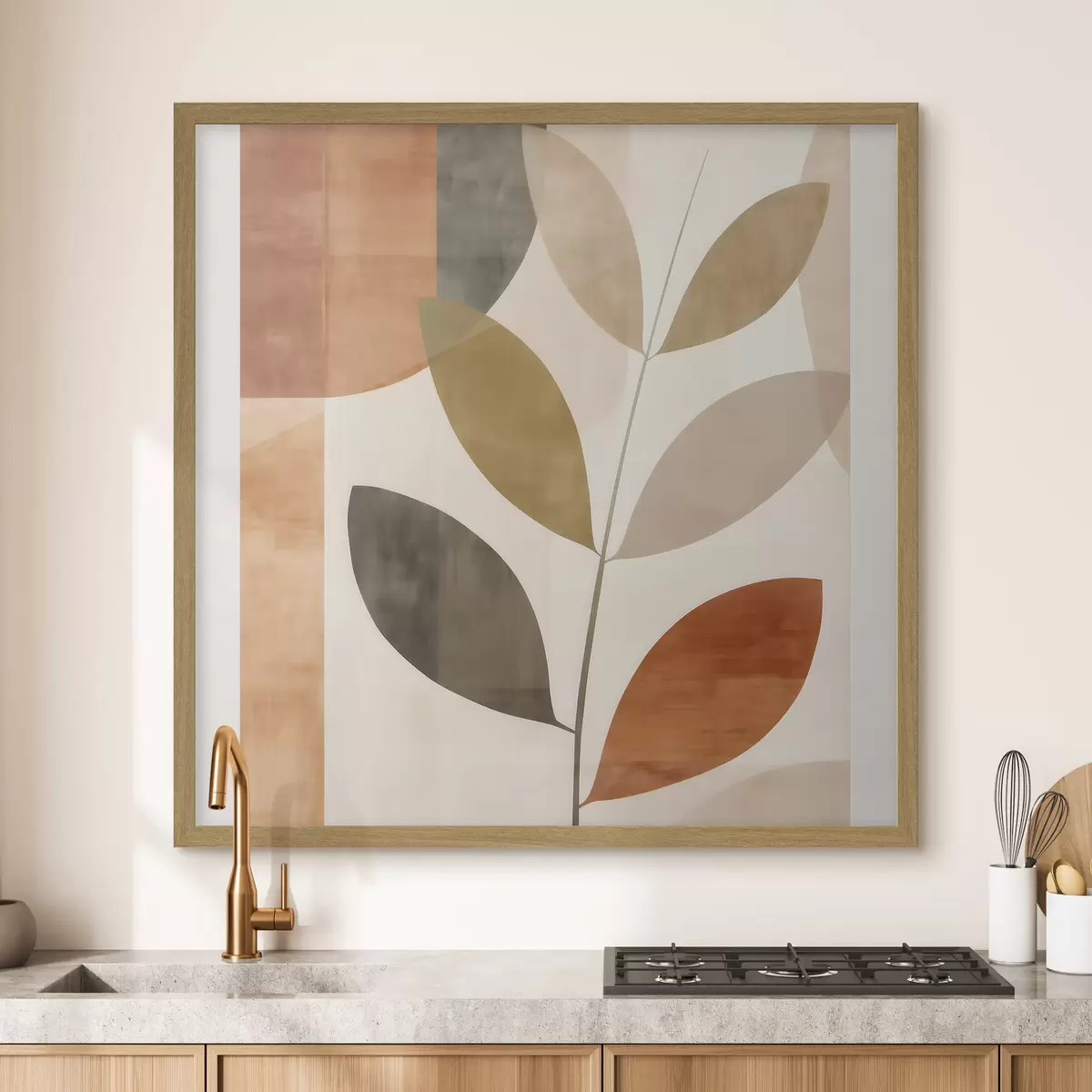 Poster Composizione di foglie calde in uno stile minimalista e lirico f46646