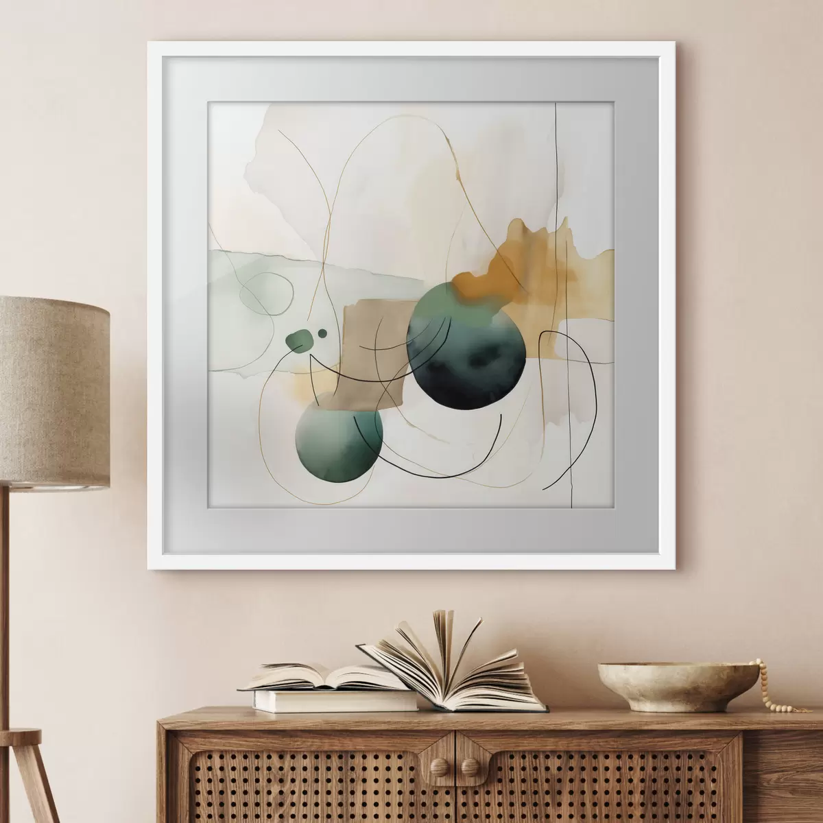 Poster Ritmo di sagome arrotondate in un moderno stile acquerello f46648