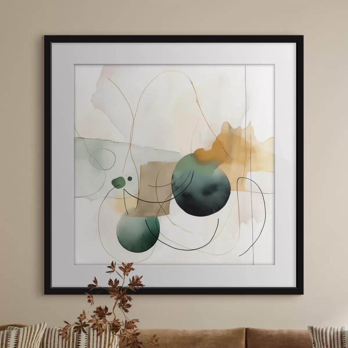 Poster Ritmo di sagome arrotondate in un moderno stile acquerello f46648