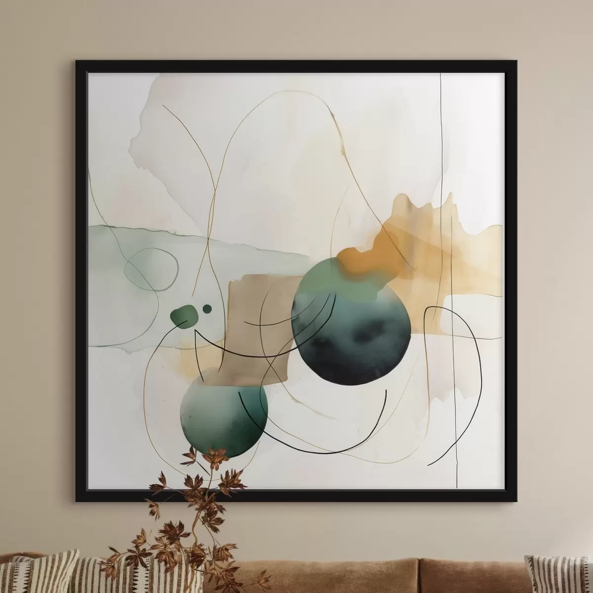 Poster Ritmo di sagome arrotondate in un moderno stile acquerello f46648