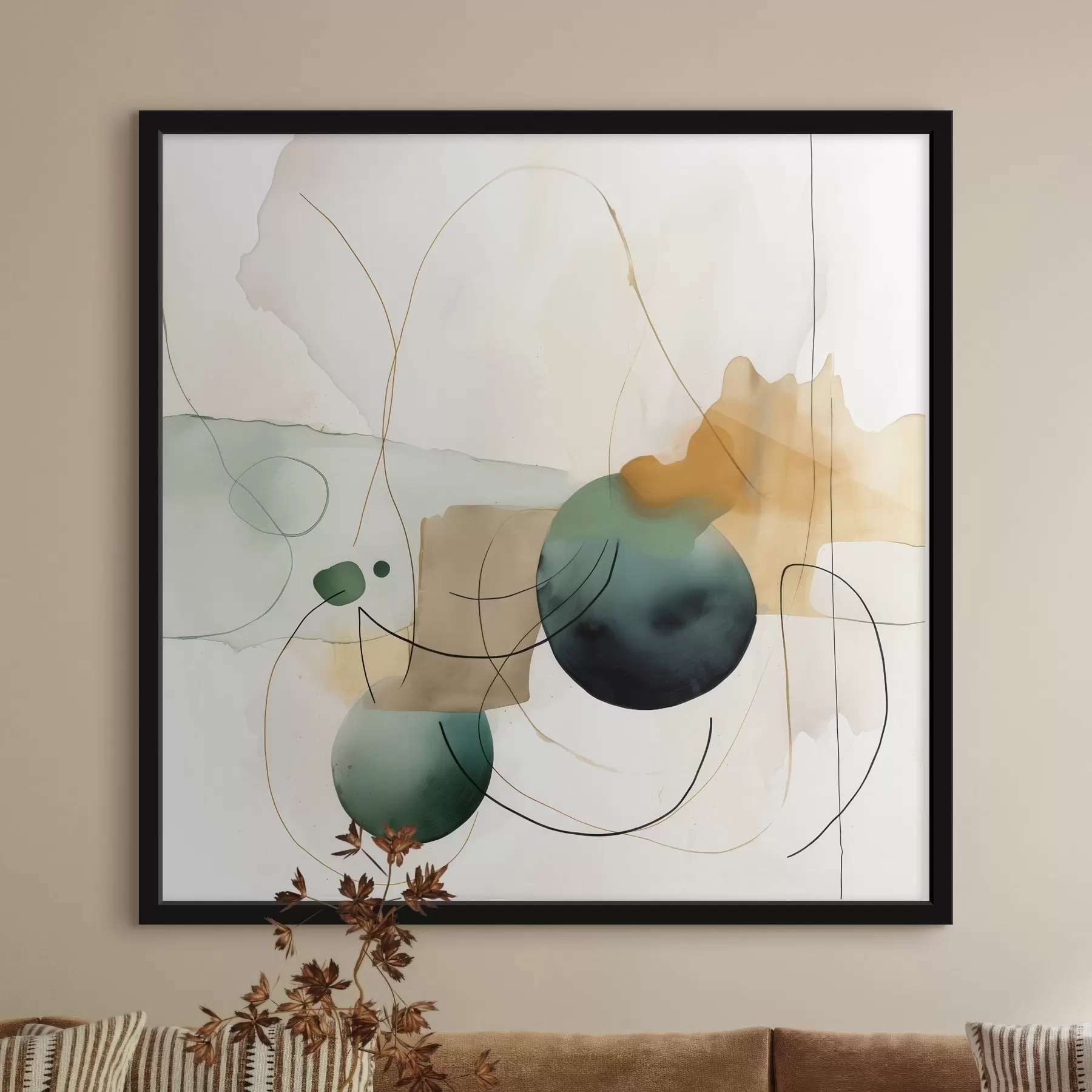 carta da parati Ritmo di sagome arrotondate in un moderno stile acquerello nr. f46648