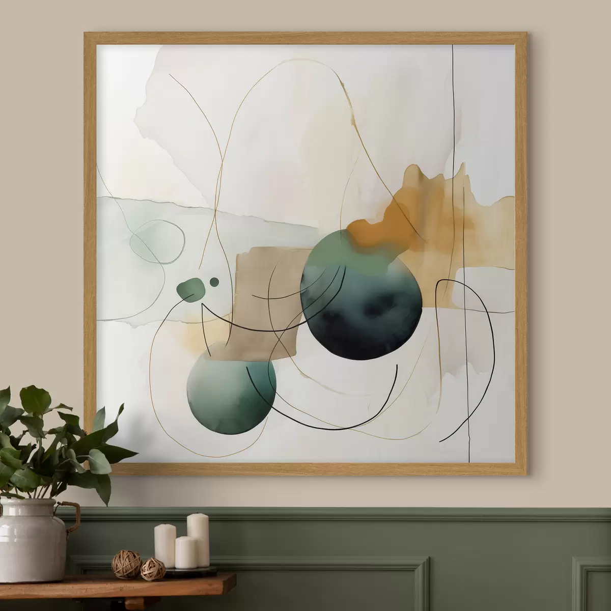 Poster Ritmo di sagome arrotondate in un moderno stile acquerello f46648