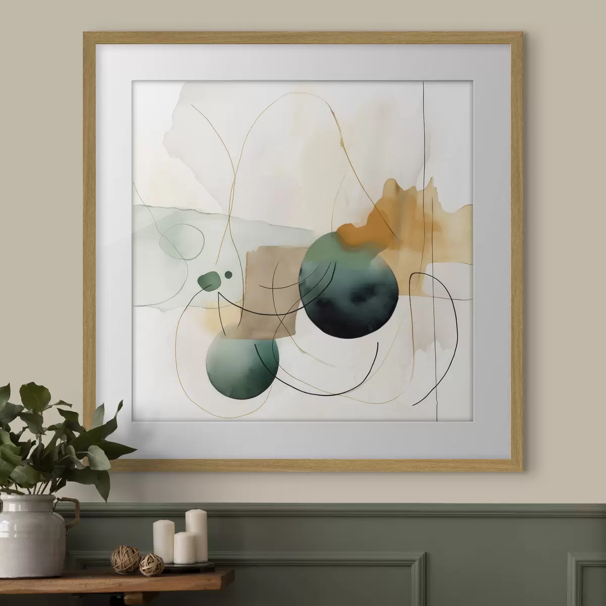 Poster Ritmo di sagome arrotondate in un moderno stile acquerello f46648