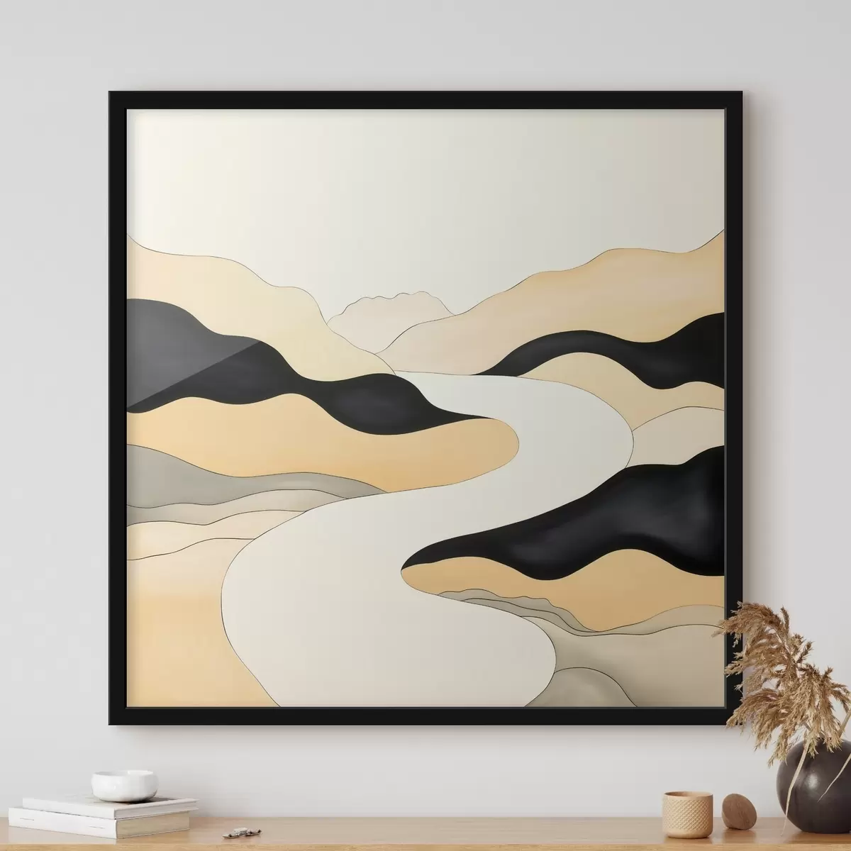 Poster Composizione artistica con accenti contrastanti in una tavolozza dai toni caldi f46663