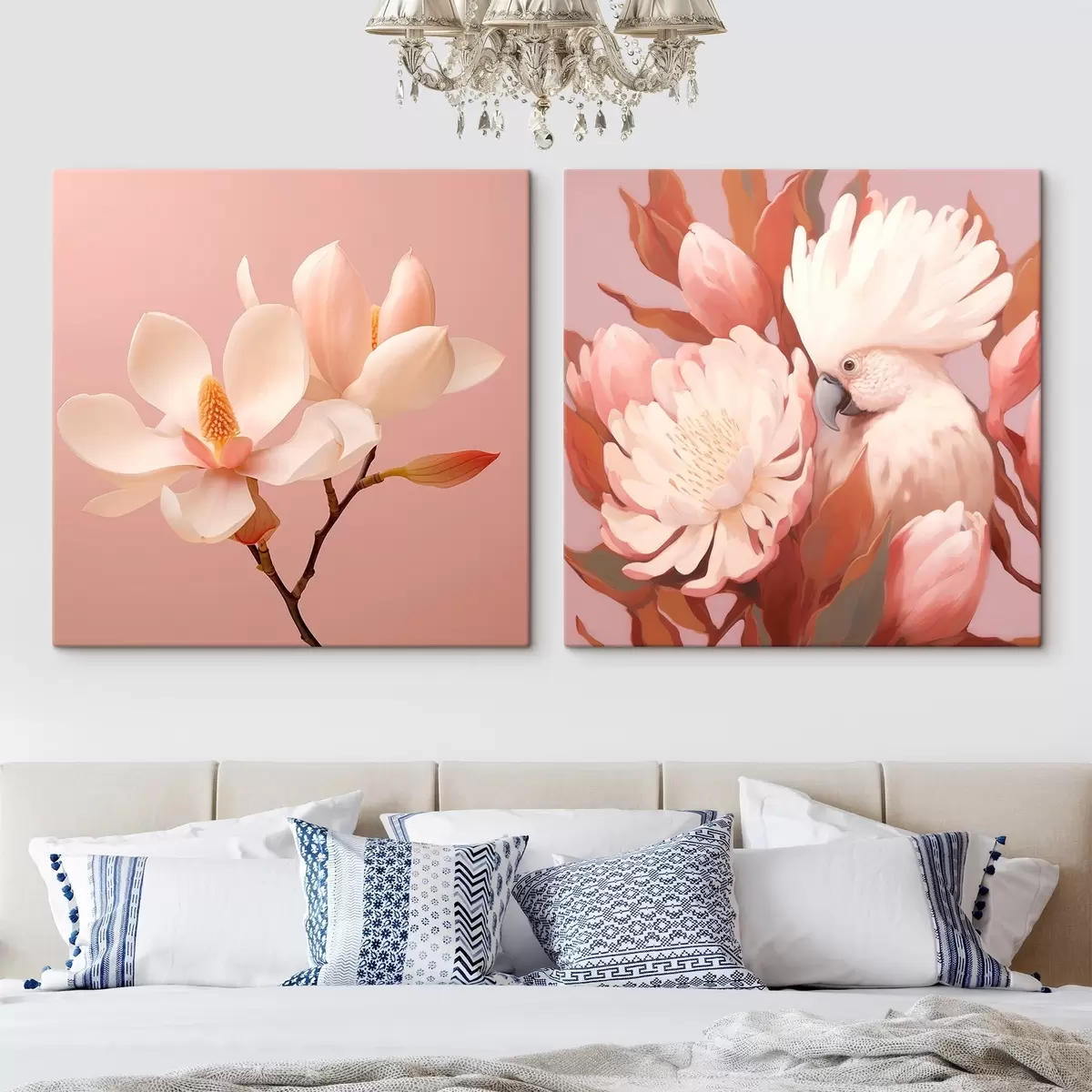 carta da parati Composizione floreale con un uccellino in stile illustrazione artistica nr. m00994