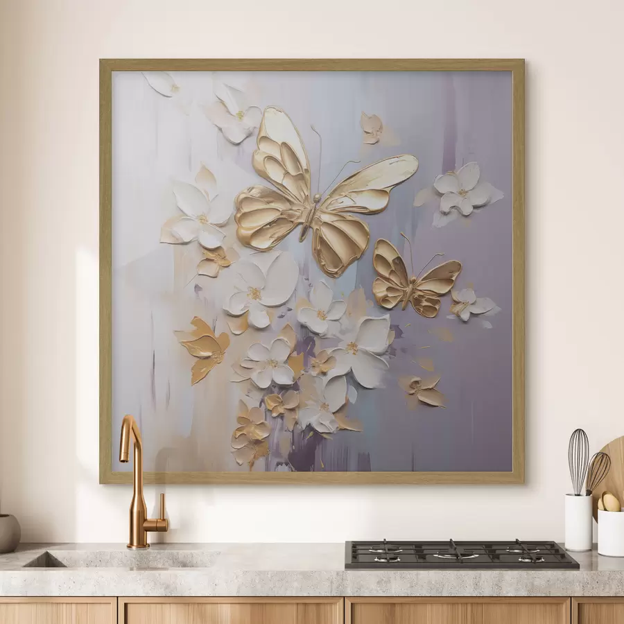carta da parati Dipinto imitazione farfalle e fiori nr. f46828
