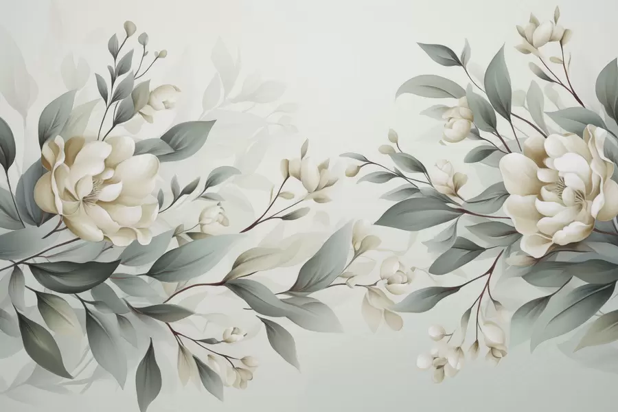 Carta da parati Floreale Fogliame con fiori n. w04976