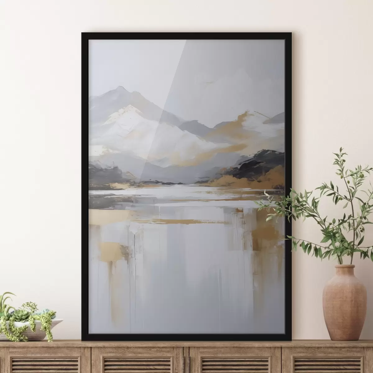 Poster Imitazione astratta di un paesaggio montano in un dipinto f46841