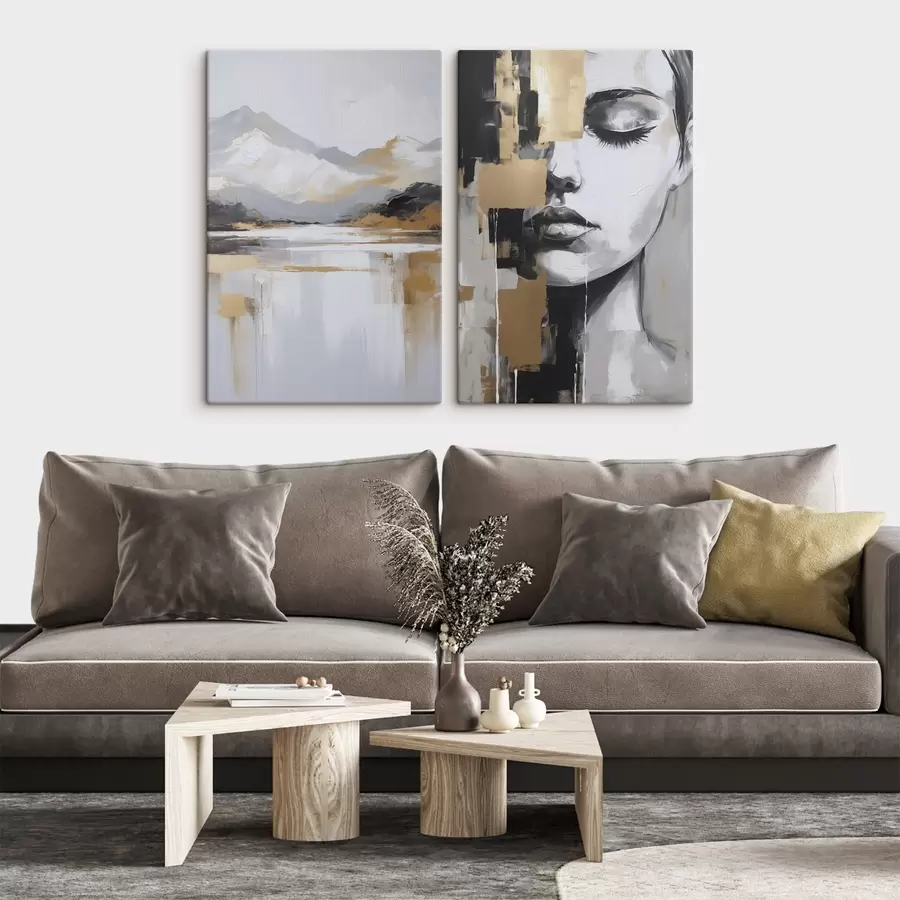 carta da parati Paesaggio montano astratto e ritratto nr. m01058