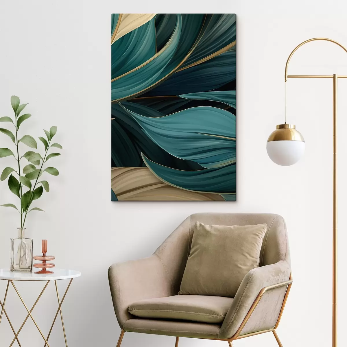 carta da parati Foglie astratte verdi nr. s46879