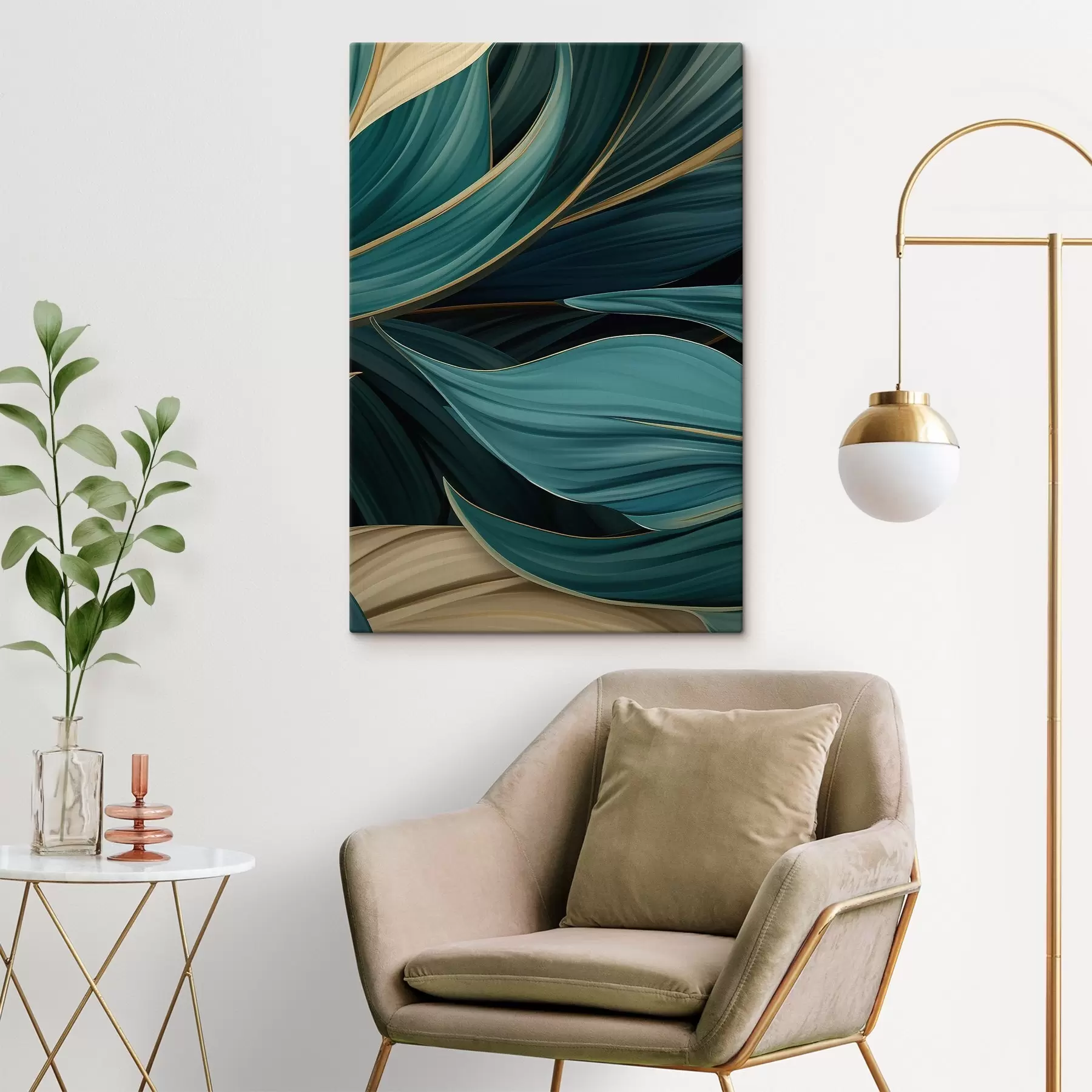 carta da parati Foglie astratte verdi nr. s46879