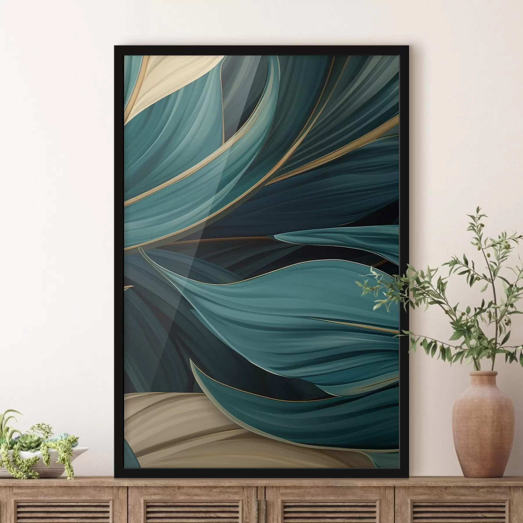 carta da parati Foglie astratte verdi nr. f46879