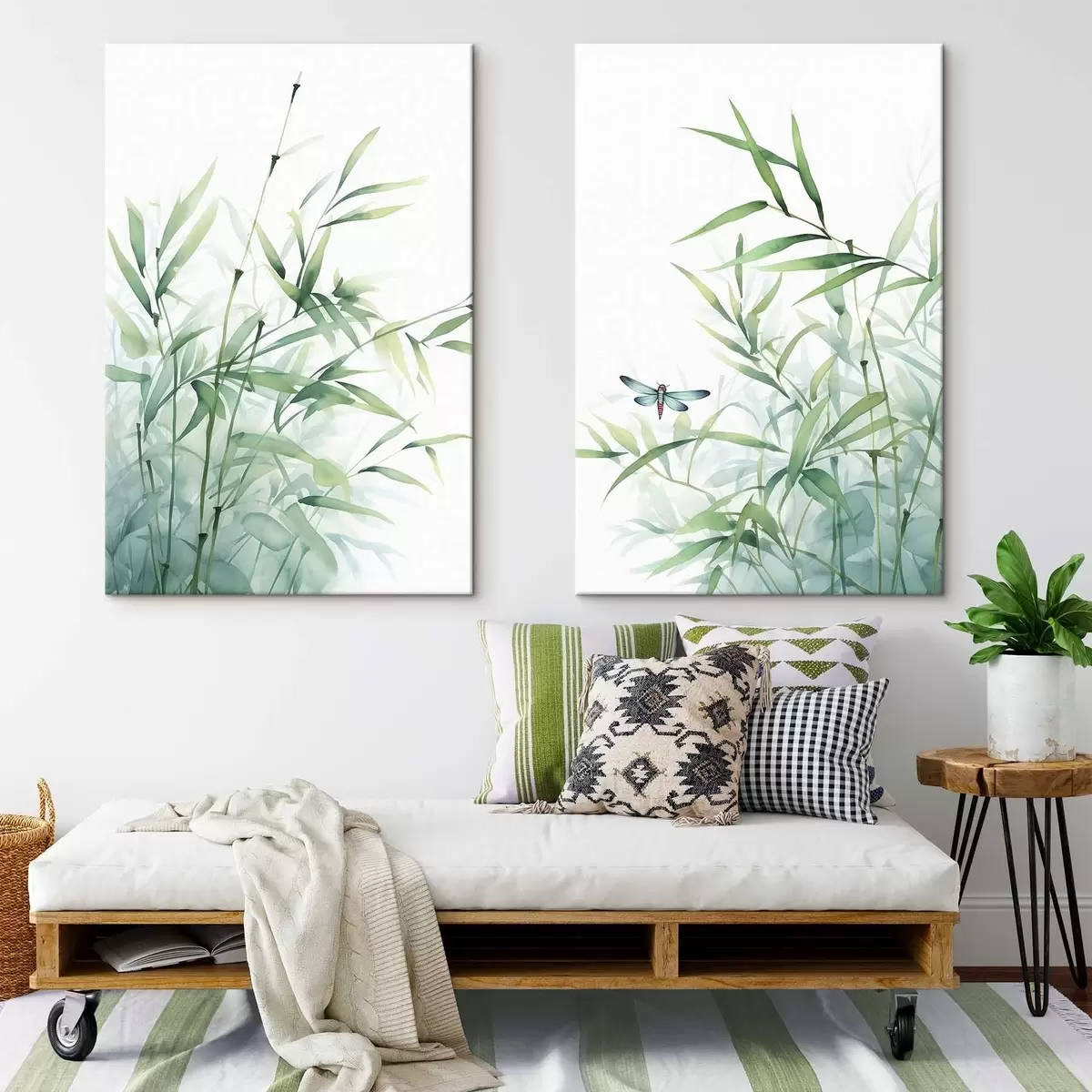 carta da parati Piante di bambù, imitazione acquerello nr. m01062