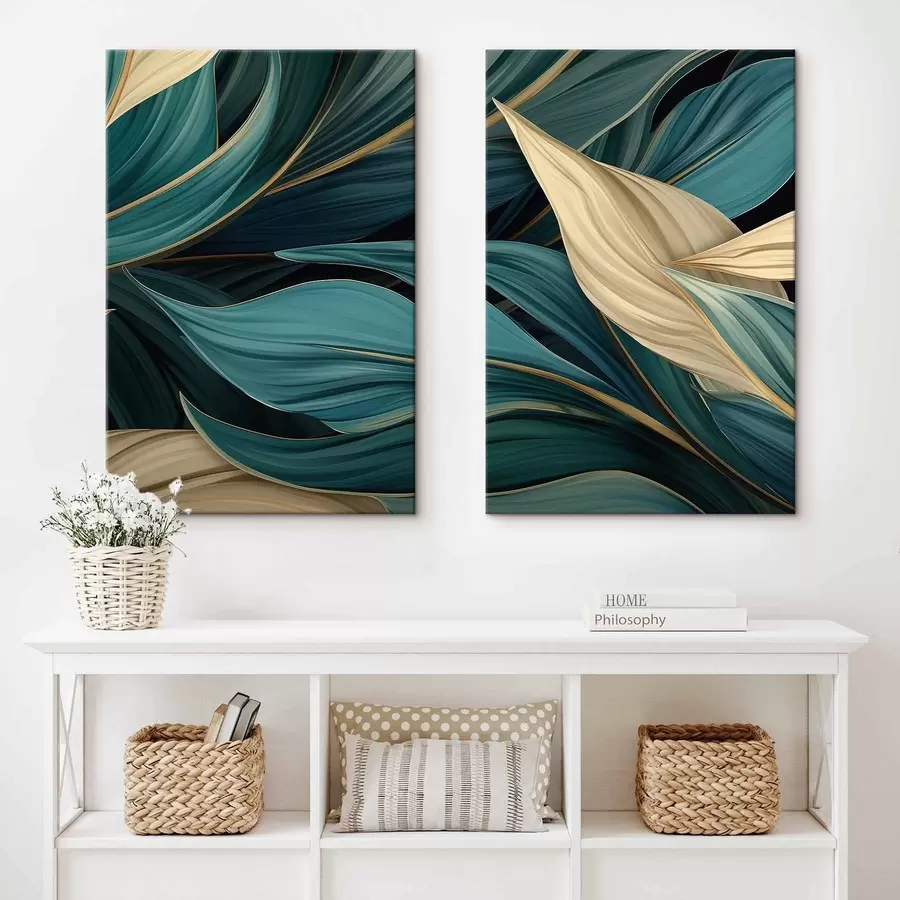 carta da parati Foglie astratte verdi nr. m01063