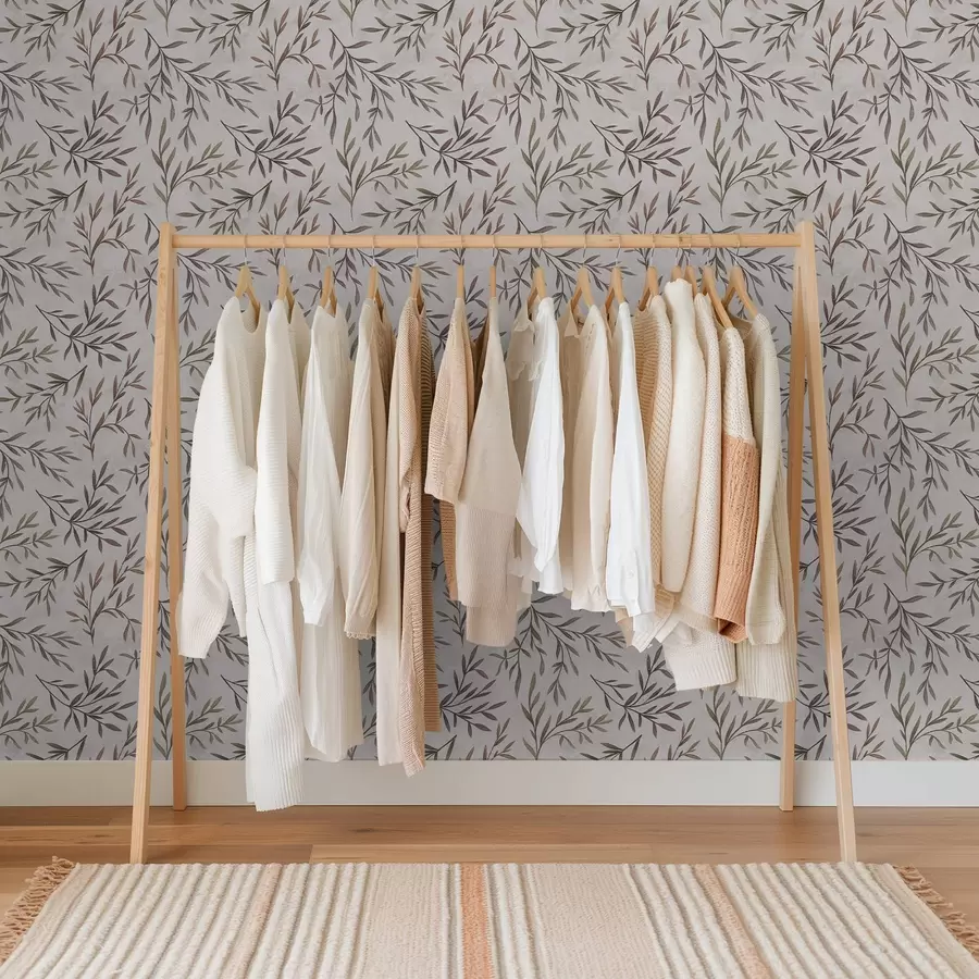 carta da parati Rami multicolori con foglie su sfondo chiaro nr. a00936v3