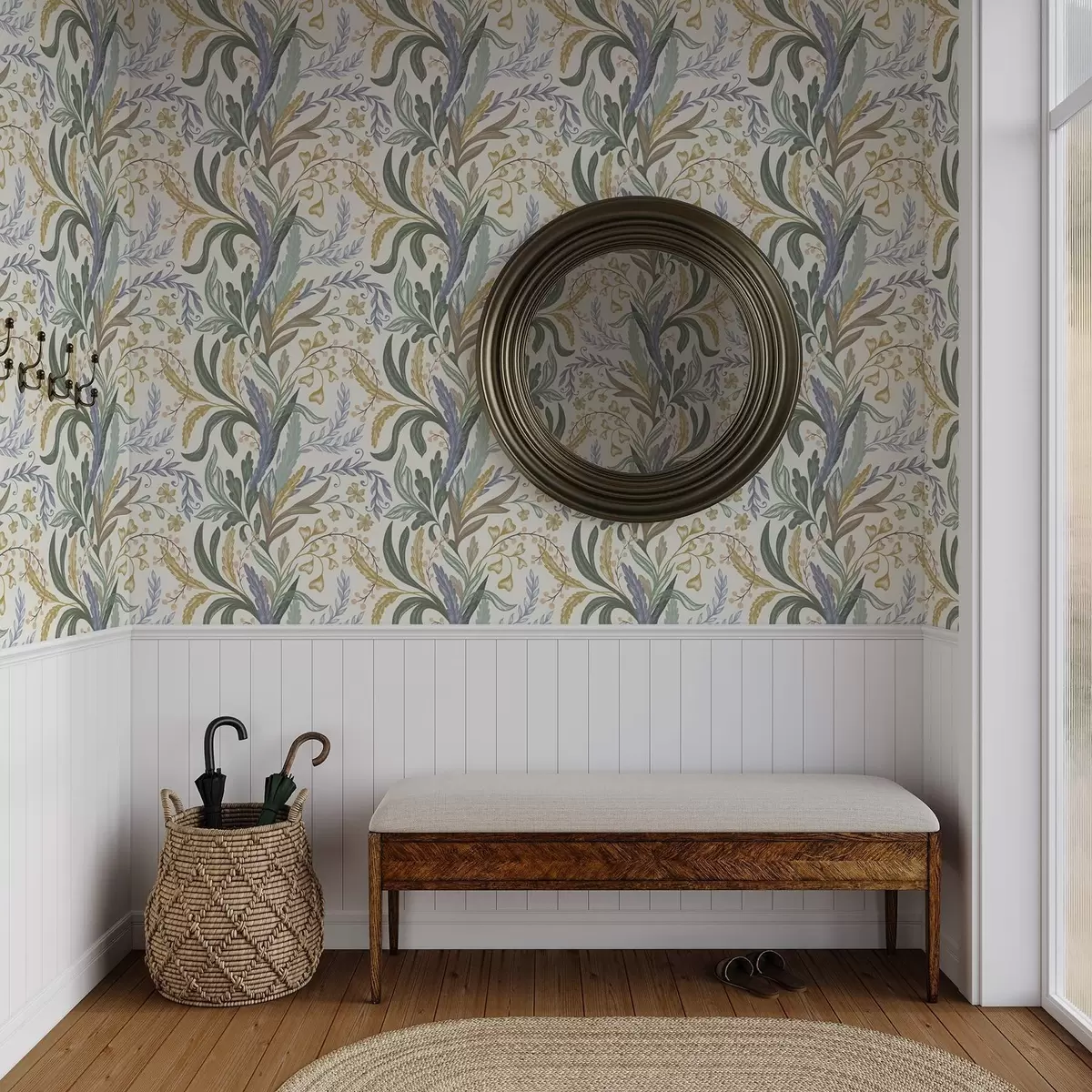 Carta da parati Ricco ornamento floreale in una delicata palette di colori pastello a00939