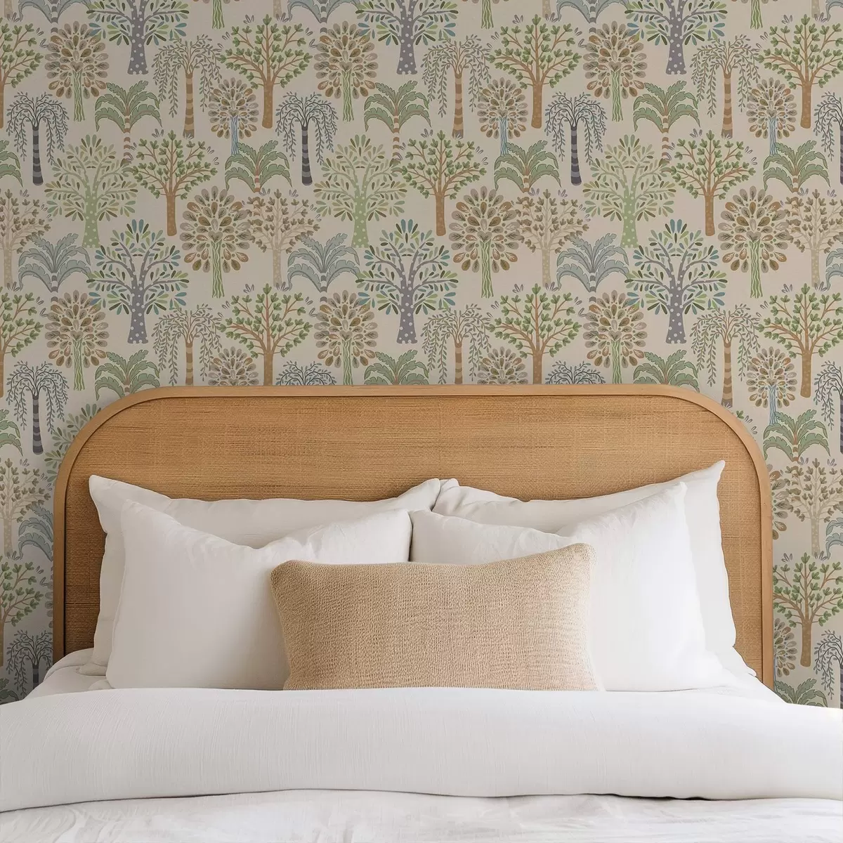 Carta da parati Alberi decorativi in una delicata palette naturale a00960