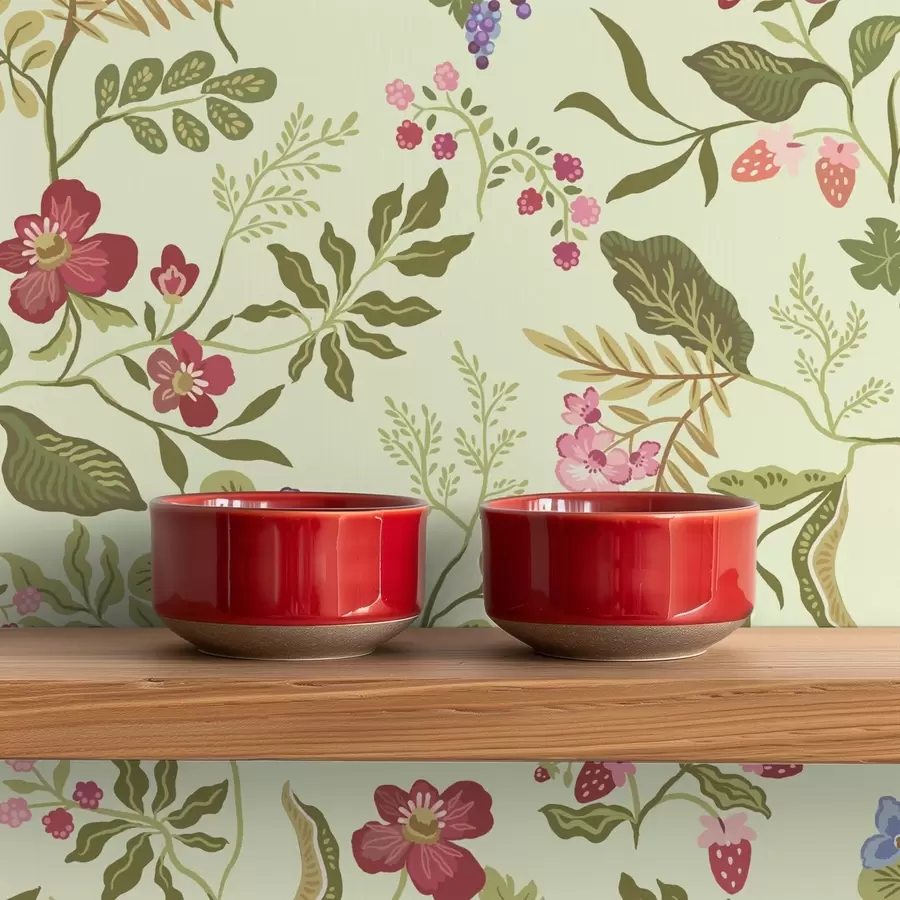 carta da parati Giardino fiorito con bacche, uva e fiori selvatici nr. a00961